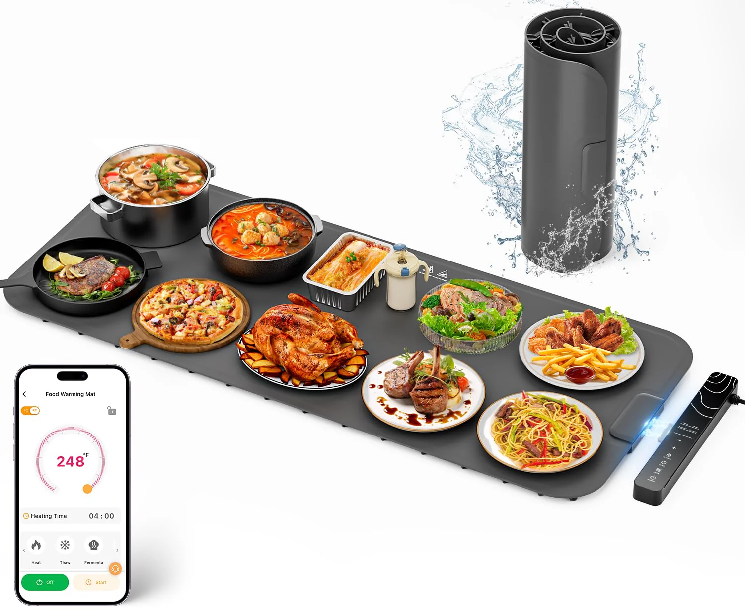 ๐ก๐ฒ๐๐ฒ๐๐ Warming Mat for Food XXL 37โx15โ Food Warming Mat 10s Fast Heating Pad with APP Control Electric Warming Tray for Parties Buffet 99h Timer Portable Countertop Food Warmer Christmas Gift