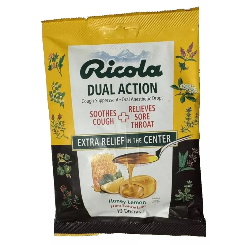 Ricola 2 Bags Ricola Dual Action Extra Relief Cough Drops Honey Lemon 19 Ct Exp: 12/24 - Image 2