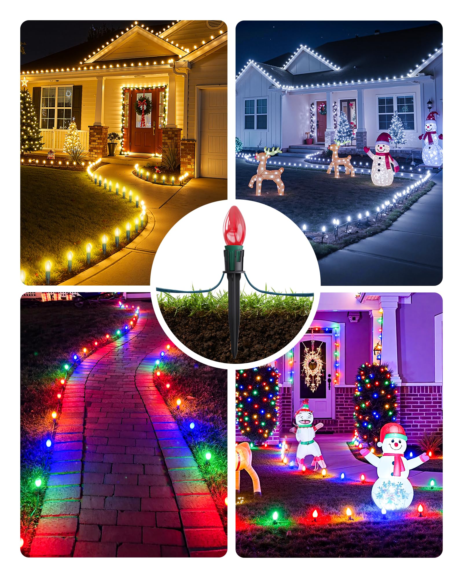 100-Pack Christmas Light Yard Stakes, 5.5 Inch Lighting Stakes for C7 C9 Christmas Lights Outdoor, Universal Yard Stakes for Outdoor Holiday Lights Use on Garden Lawn Patio Pathway Walkway – Black - Image 4