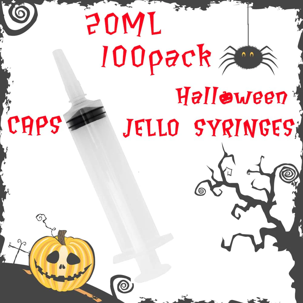 100 Pack Jello Shot Syringes with Tip Cap Set, Party Syringe BPA-Free Suringes Shooters Syringes for Jello Shots, Young Halloween, Thanksgiving, Christmas, Bachelorette Parties, Nurses, Graduation - Image 4