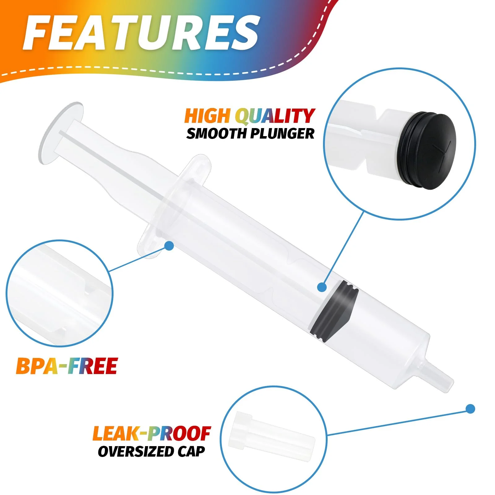 100 Pack Plastic Syringe with Tip Cap 10 ML Capacity Reusable Syringes, Durable Syringe for Halloween, Thanksgiving day, Christmas, Bachelorette - Image 5
