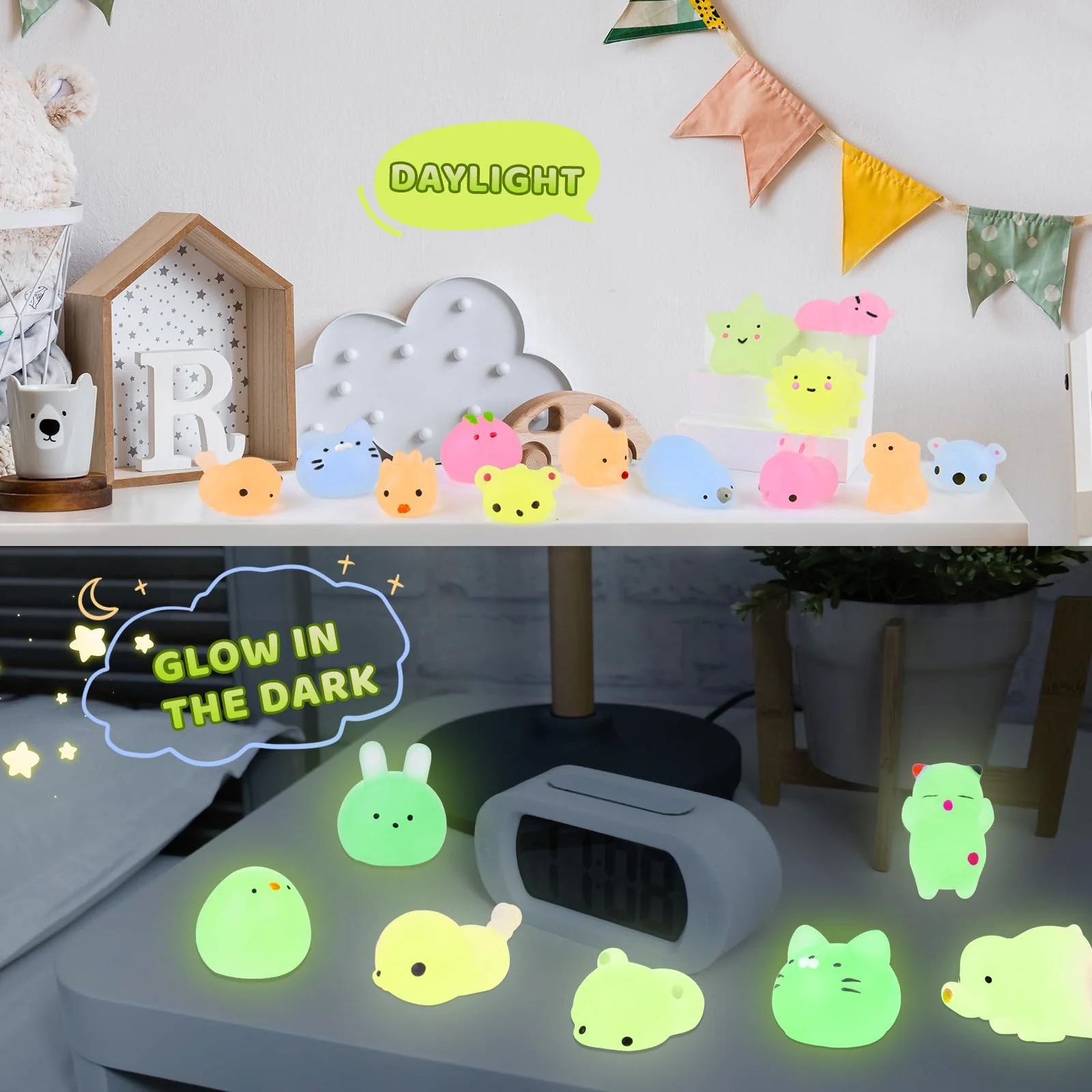 100 Pcs Mochi Squishy Toys for Party Favors for Kids Goodie Bags Stuffers, Squishies Mini Stress Relief Toys Glowing in The Dark for Christmas Party Favors Classroom Prizes Birthday Gifts for Kids - Image 3