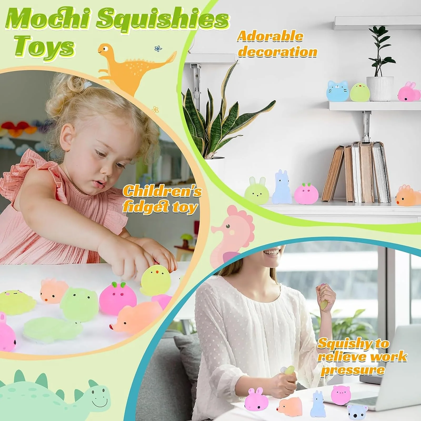 100 Pcs Mochi Squishy Toys for Party Favors for Kids Goodie Bags Stuffers, Squishies Mini Stress Relief Toys Glowing in The Dark for Christmas Party Favors Classroom Prizes Birthday Gifts for Kids - Image 5