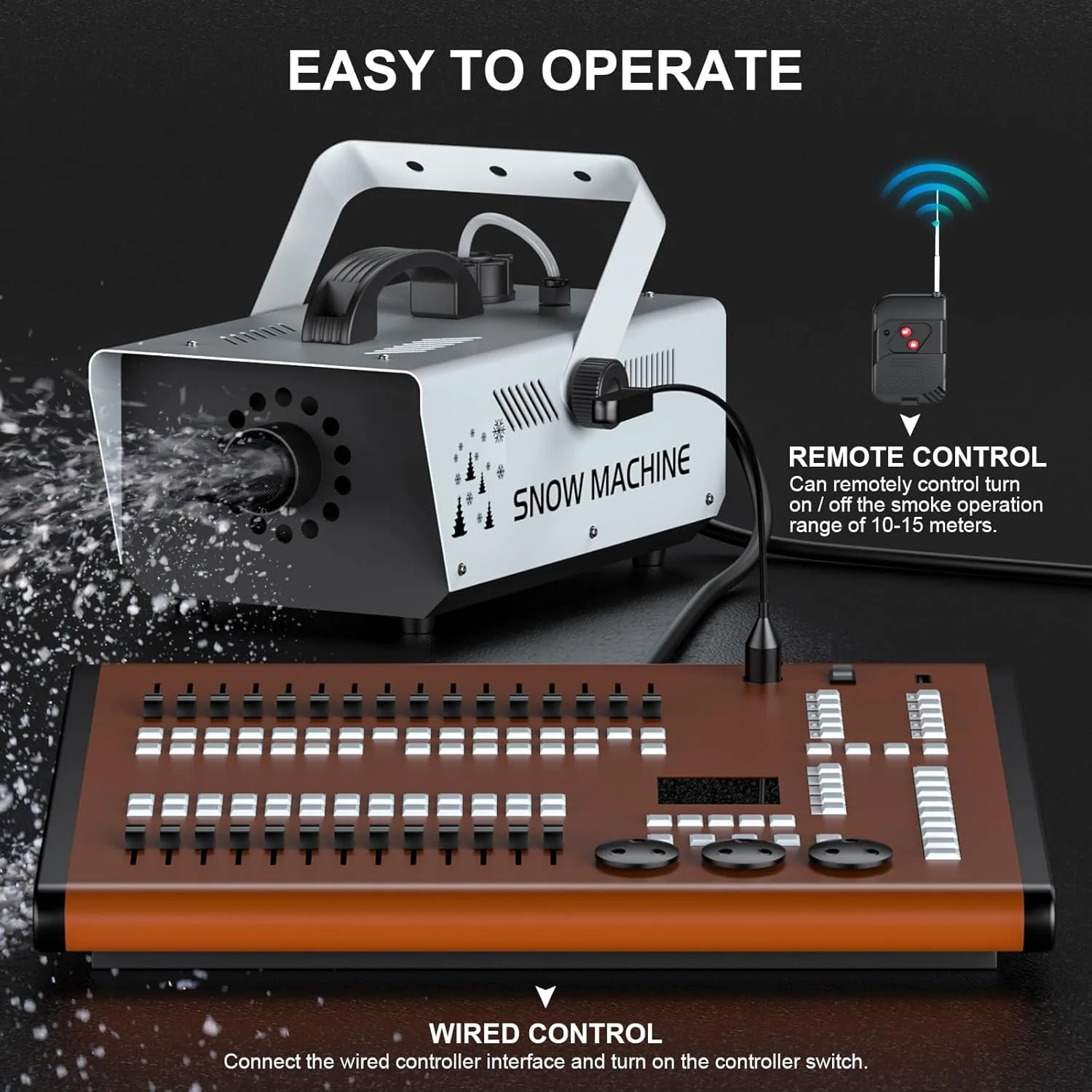 1000W Snow Machine Remote & Manual Control Snowflake Making Adjustable Snowflake Size Snowmaker Perfect for Christmas,Weddings and Theatrical Effects (Grey, 1) - Image 9
