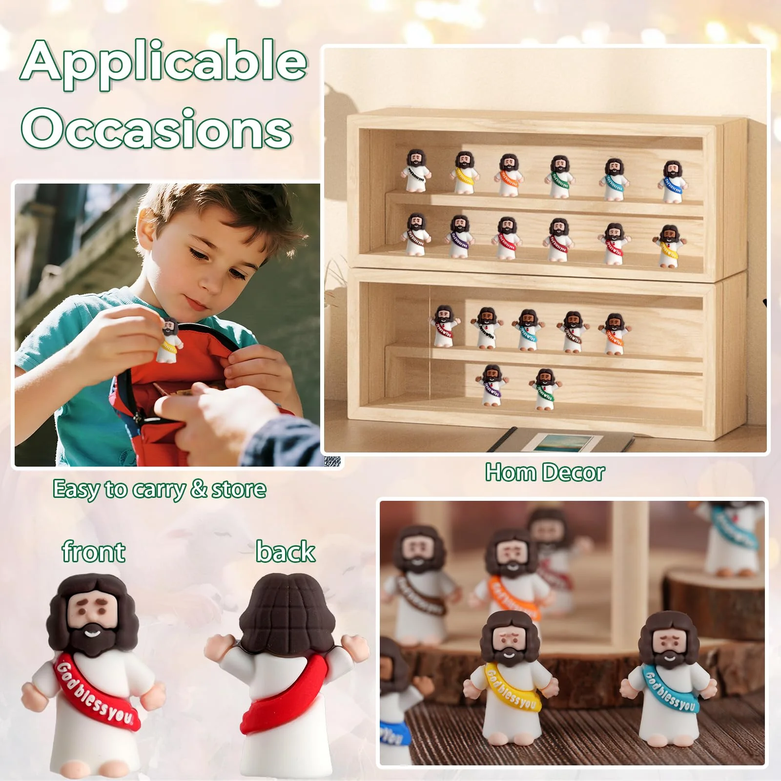 100pcs Little Jesus Figures in Bulk, Multicolor Mini Jesus Figurines Rubber Toys to Hide and Seek for Religious Party Favors , Sunday School Baptism, Christmas, Easter Egg Gifts for Kids, Man, Woman - Image 3