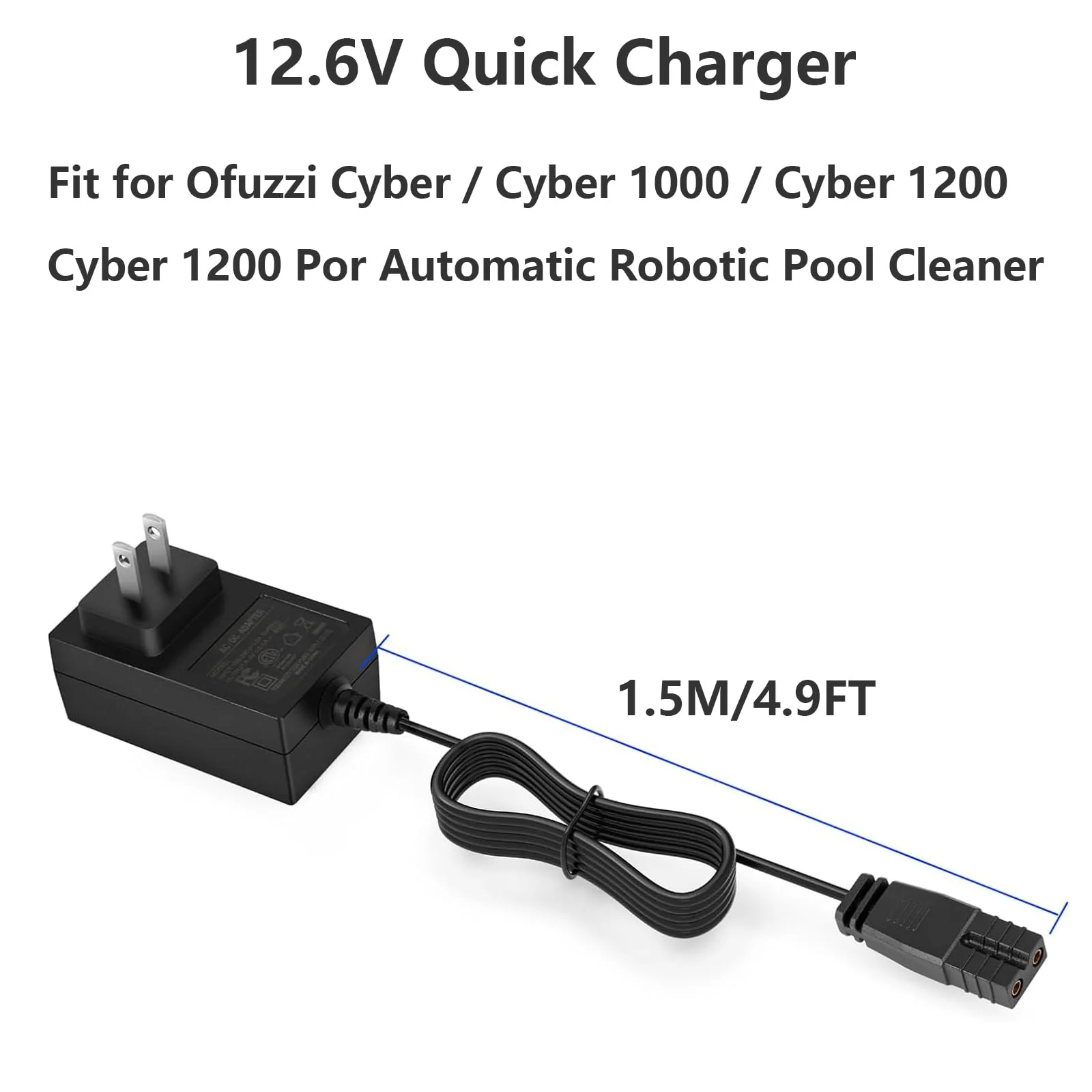 12.6V Charger for Ofuzzi Cyber Cordless Robotic Pool Cleaner Compatible with Ofuzzi Cyber/Cyber 1000/ Cyber 1200 / Cyber 1200 Por Automatic Robotic Pool Vacuum Cleaner Power Adapter - Image 6