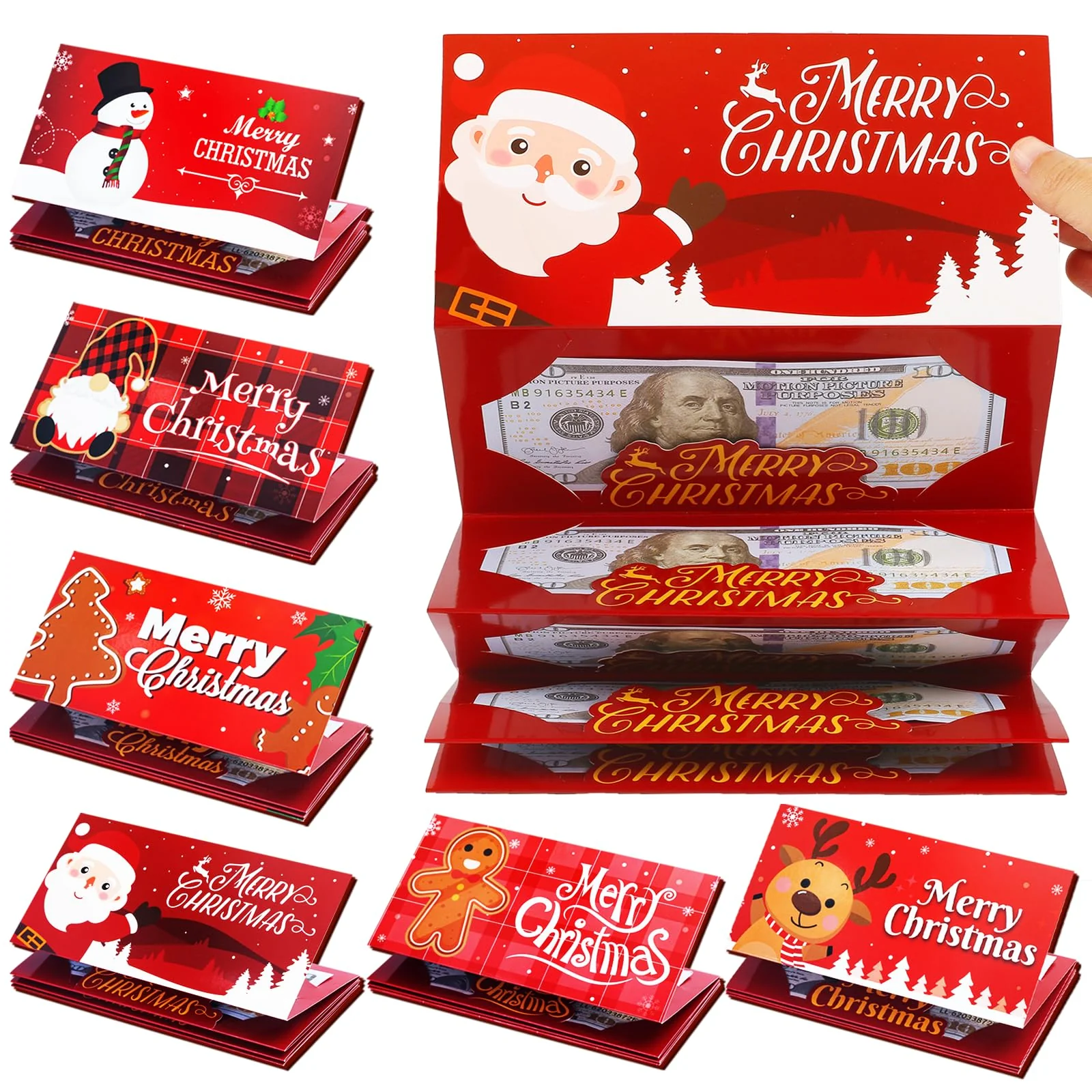 12 Pack/72 Slots Money or Gift Card Holder Xmas Cash Gifts Surprise Cash Envelope Merry Christmas Money Holder for Men Women Kids Birthday Gifts Xmas Party Supplies (Classical)