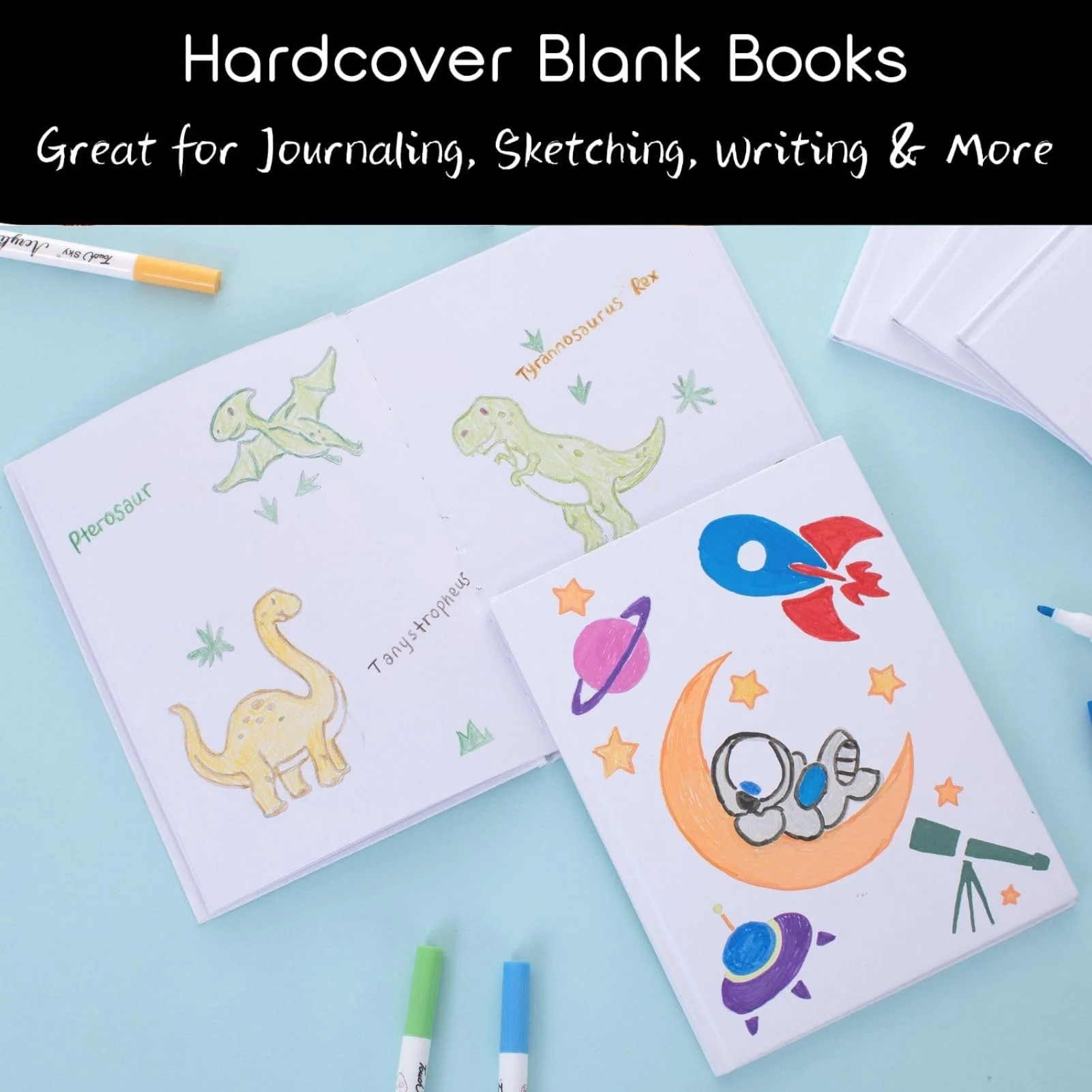 12 Pack Hardcover Blank Books for Kids to Write Stories 6x8 Inch Blank Page Sketch Books Make Your Own Book Ideal for DIY,Classroom. Christmas Gift (White, 18Sheets/36 Pages) - Image 6