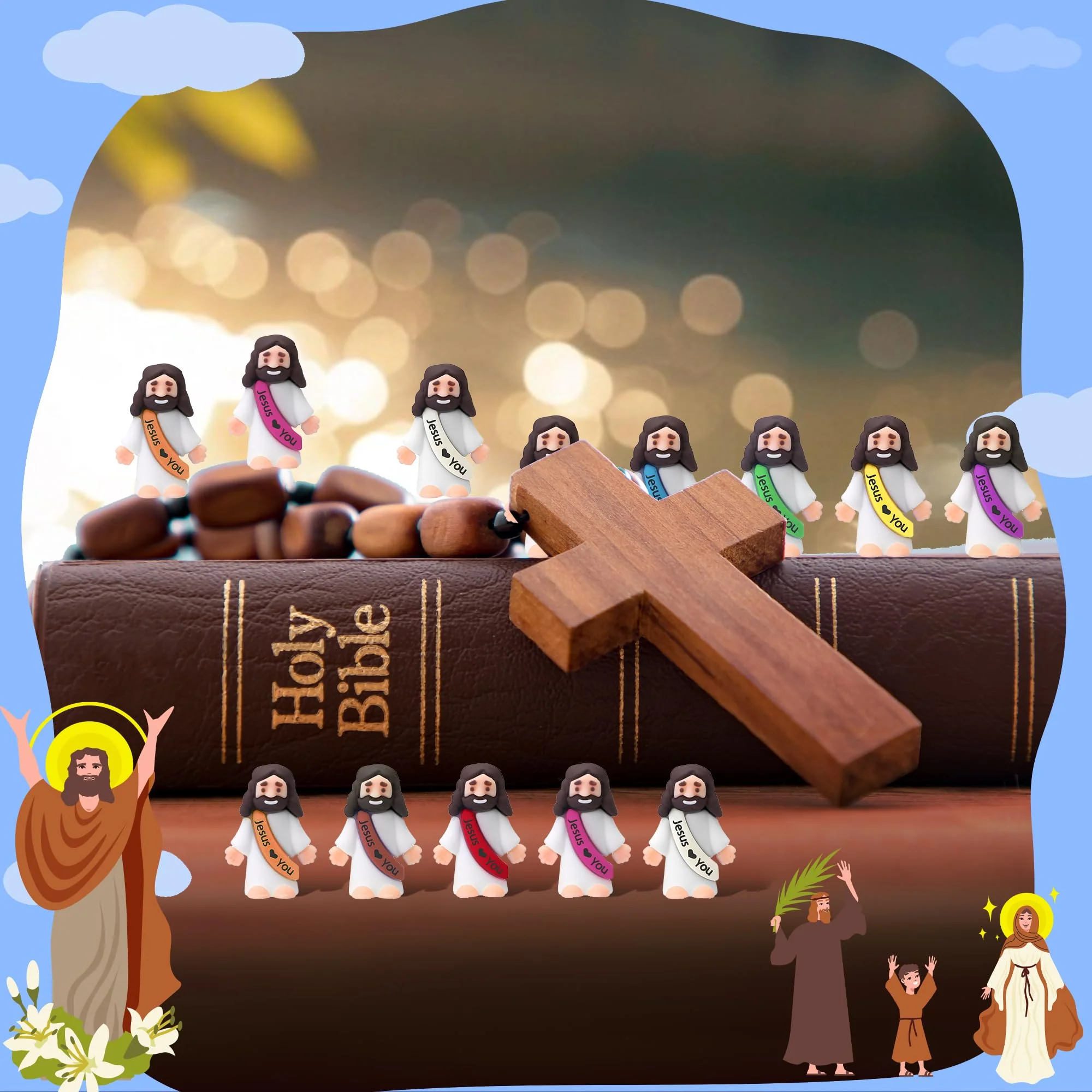 120Pcs Little Jesus Figures, 120pcs Action Figures Little Jesus Figurines in Bulk, Jesus Love You Figures, Religious Gifts for Christians Women Mom Easter Egg Stuffers Fillers, for Christmas (120) - Image 4