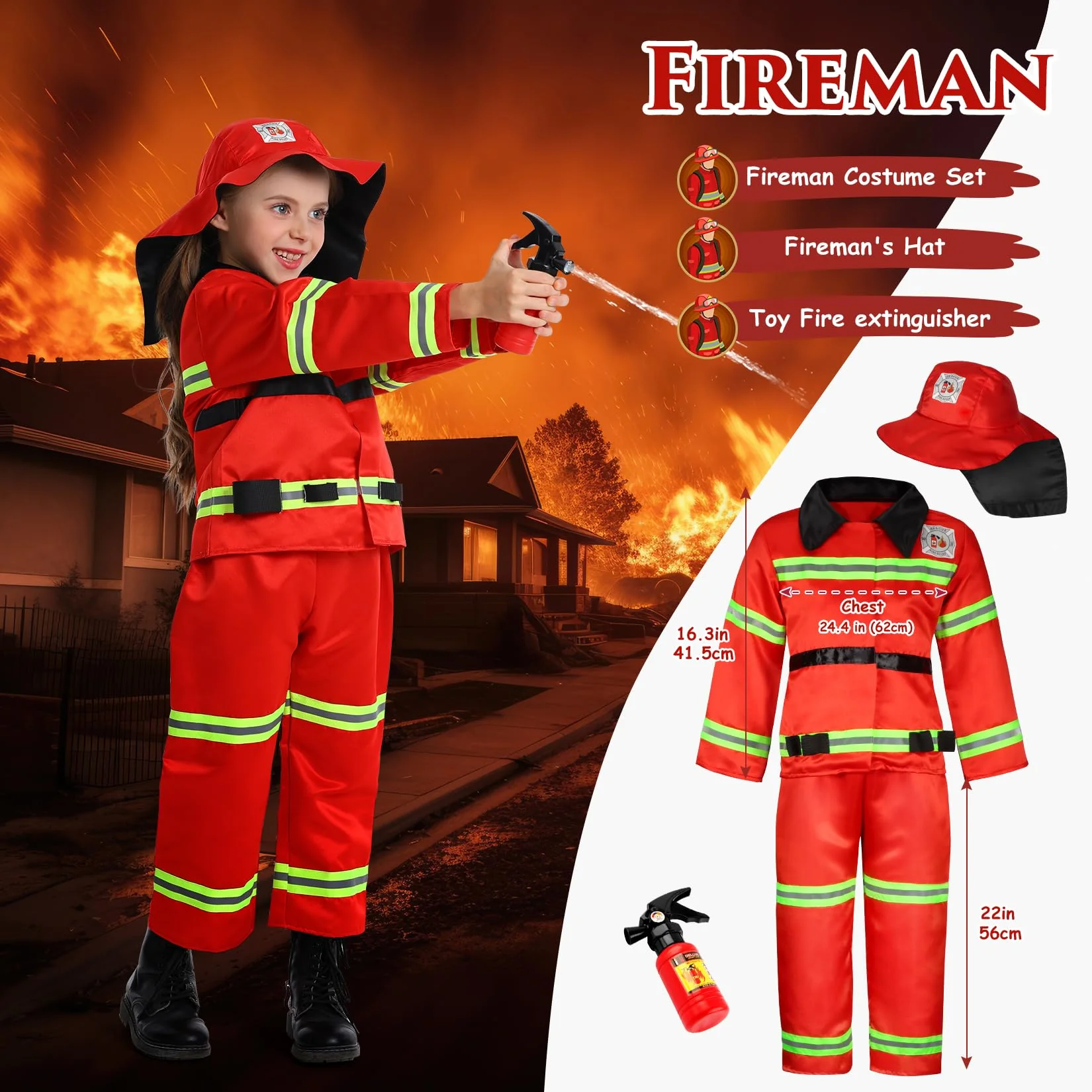 14Pcs Toddler Dress up Clothes,Boys Dress up Costumes for Play,Kids Dress up Set with Firefighter,Construction Worker,Chef,Police Costume,Toddler Boy Toys Christmas Birthday Gifts for 3-6 Years Old - Image 6