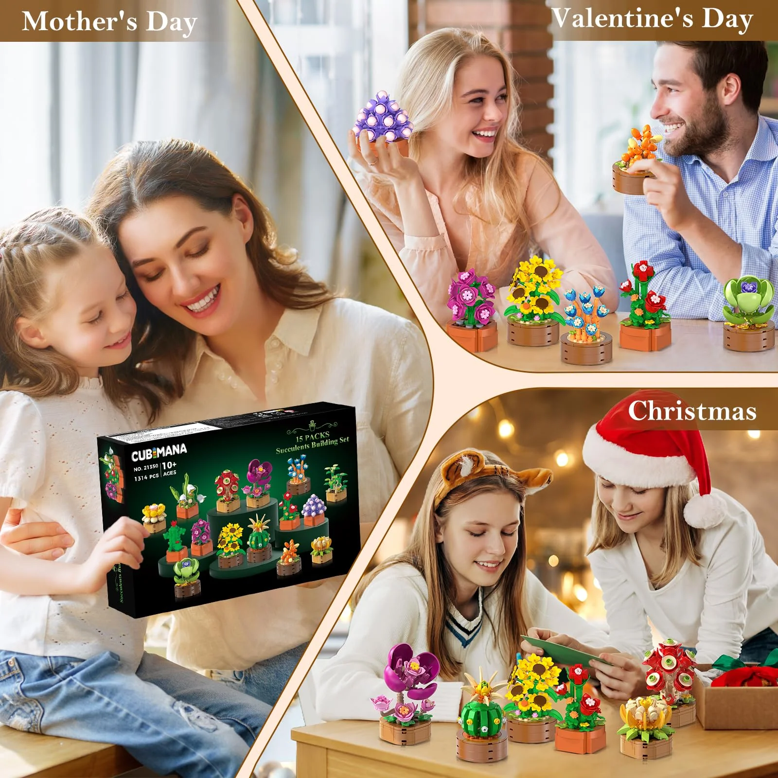15 Pack Flowers Plants 3.6MM Mini Building Sets - 1314PCS Flower Succulents Botanical Collection for Home Office Décor Block Toy, Party Favors for Christmas Mother's Day Birthday Adults Kids Girls 10+ - Image 11