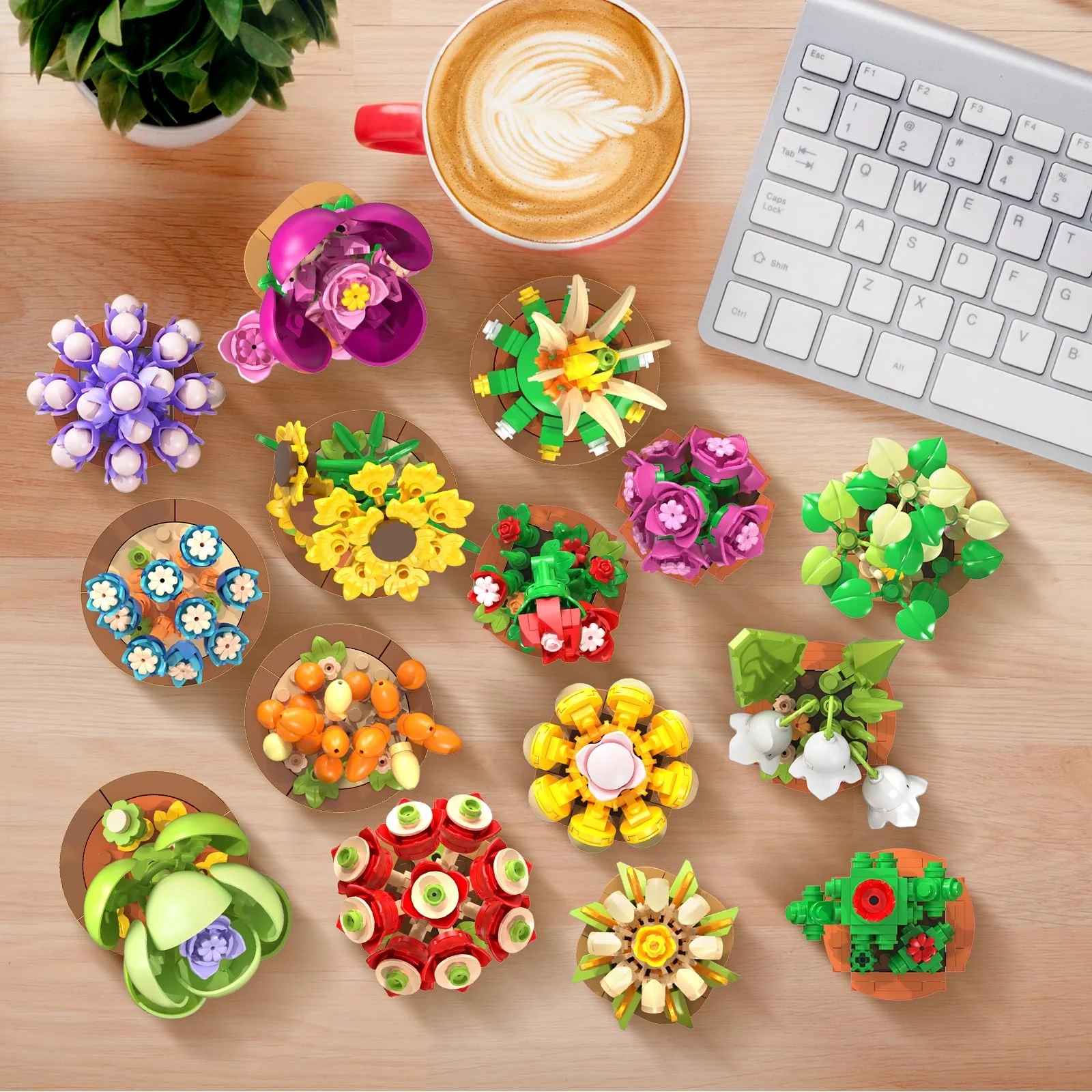 15 Pack Flowers Plants 3.6MM Mini Building Sets - 1314PCS Flower Succulents Botanical Collection for Home Office Décor Block Toy, Party Favors for Christmas Mother's Day Birthday Adults Kids Girls 10+ - Image 13