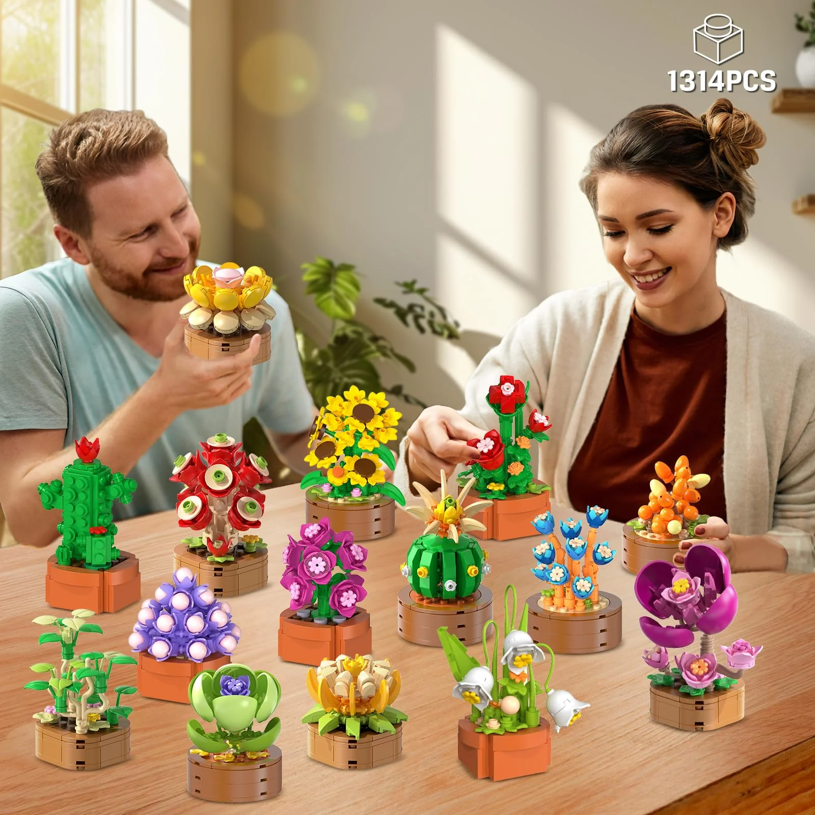 15 Pack Flowers Plants 3.6MM Mini Building Sets - 1314PCS Flower Succulents Botanical Collection for Home Office Décor Block Toy, Party Favors for Christmas Mother's Day Birthday Adults Kids Girls 10+ - Image 15