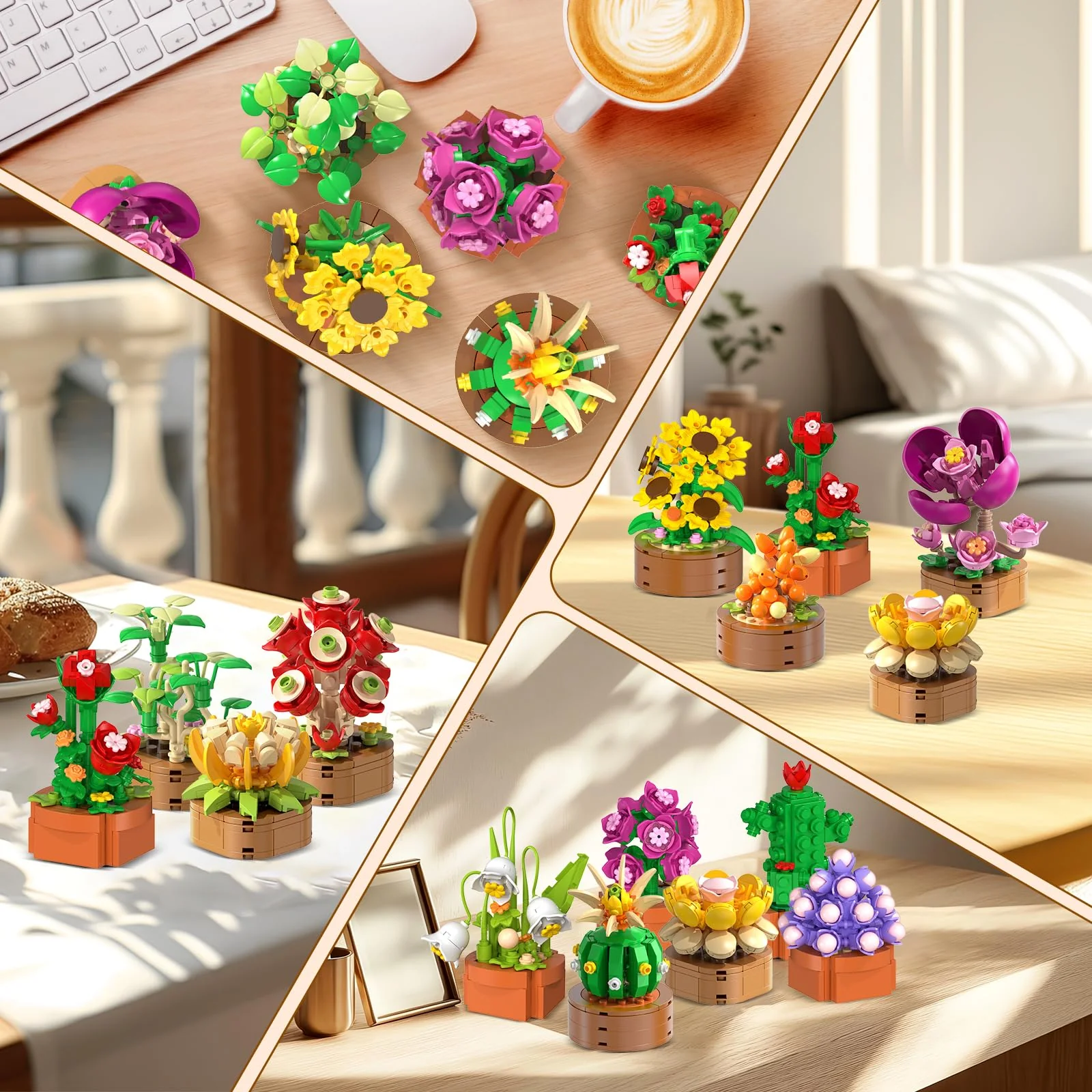 15 Pack Flowers Plants 3.6MM Mini Building Sets - 1314PCS Flower Succulents Botanical Collection for Home Office Décor Block Toy, Party Favors for Christmas Mother's Day Birthday Adults Kids Girls 10+ - Image 8