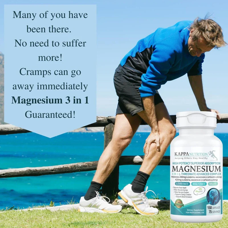 (150 Capsules), 2,253mg Per Serving, Providing 420mg Elemental Magnesium, L-Threonate, Bisglycinate Chelate, Malate, for Brain, Sleep, Stress, Cramps, Headaches, Energy, Heart from Kappa Nutrition. - Image 6
