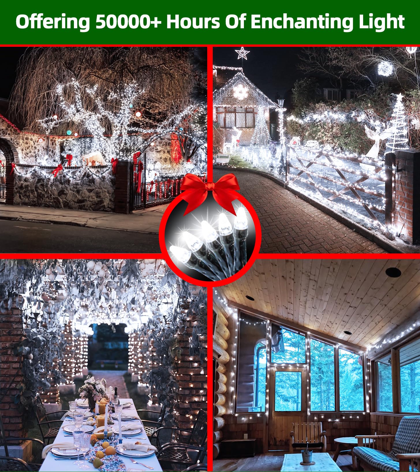 1500 LED 492FT Christmas Lights Outdoors, Green Wire LED String Lights with Timer Memory, Christmas Tree Lights for Indoor Outdoor Christmas Decorations Party Xmas Wedding Garden Patio Cool White - Image 3