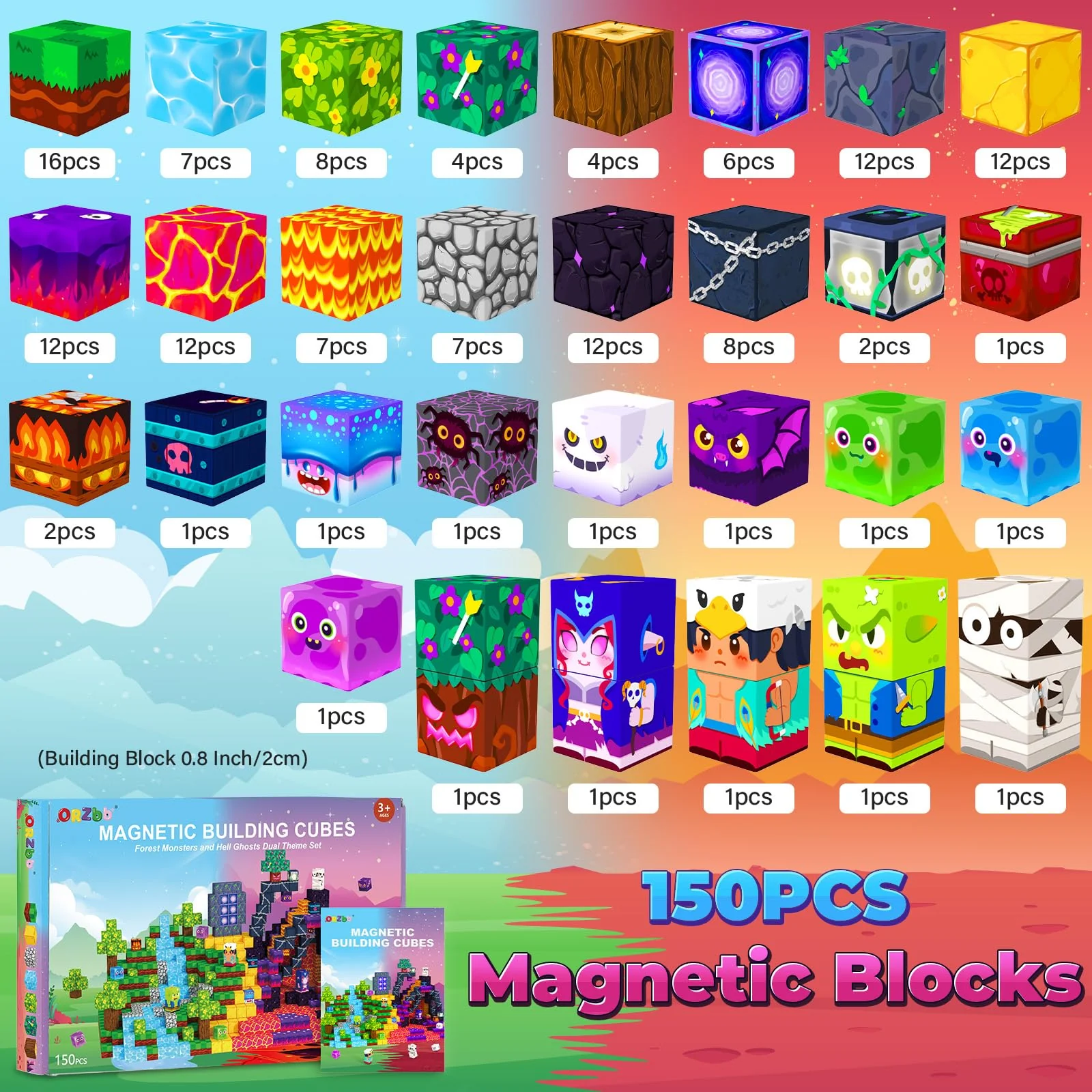 150PCS Magnetic Blocks, Magnetic Tiles Building Sensory Montessori Toys & Games for 3 4 5 6 7 8 9 10 11 12 13 Year Old Boys Girls Halloween Christmas Birthday Gifts - Image 5