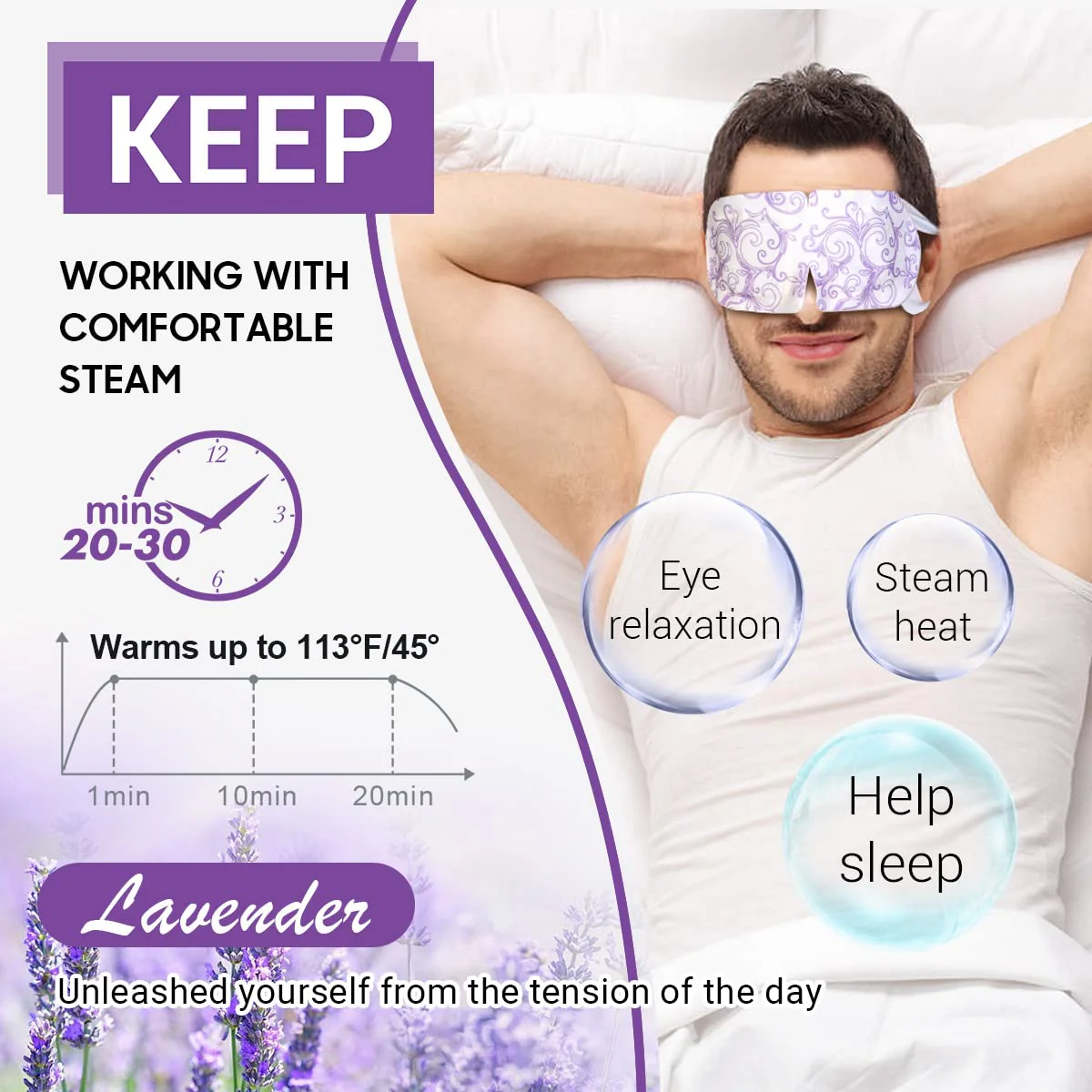 16 Packs Steam Eye Masks for Dry Eyes, Lavender Heated Eye Mask, Relief Tired Eyes & Dark Circle, Warm Compress for Puffiness, Disposable Travel Essentials & Relaxation Set for Women, Christmas - Image 5