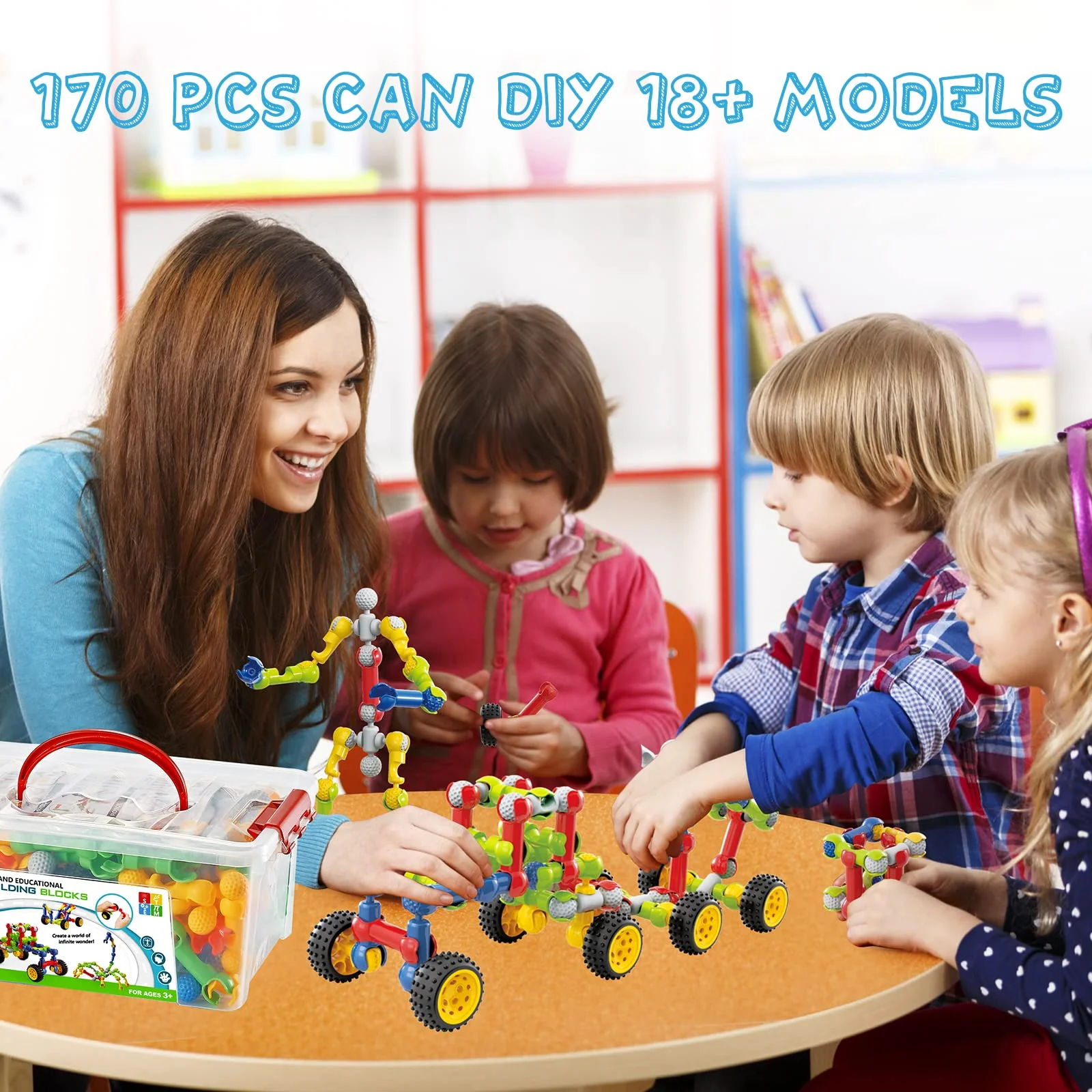 170 Pcs Building Toys for Kids Ages 4-8 with Toy Box Storage, Idea Guide, Building Blocks STEM Toys for 3 4 5 6 7 8 9 Year Old Creative Kids Activity, Christmas Birthday Gifts for Boys Girls - Image 7
