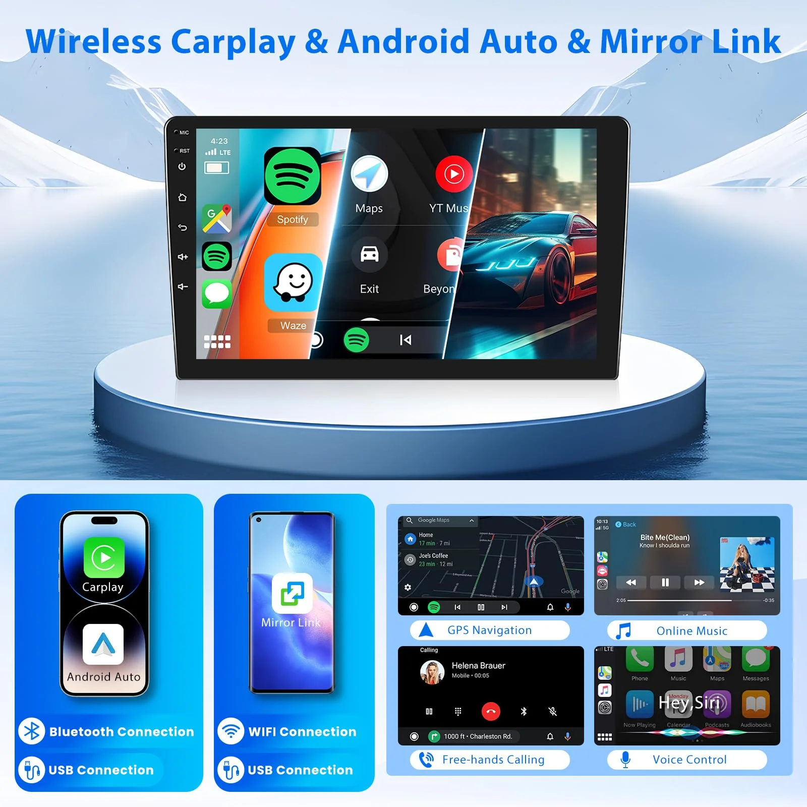 2+64G Android Car Stereo for Nissan Murano 2008-2014(LHD) Wireless Carplay Android Auto Car Radio, 9 inch Touch Screen Head Unit with Bluetooth Mirror Link WiFi GPS FM RDS EQ Backup Camera SWC MIC - Image 7