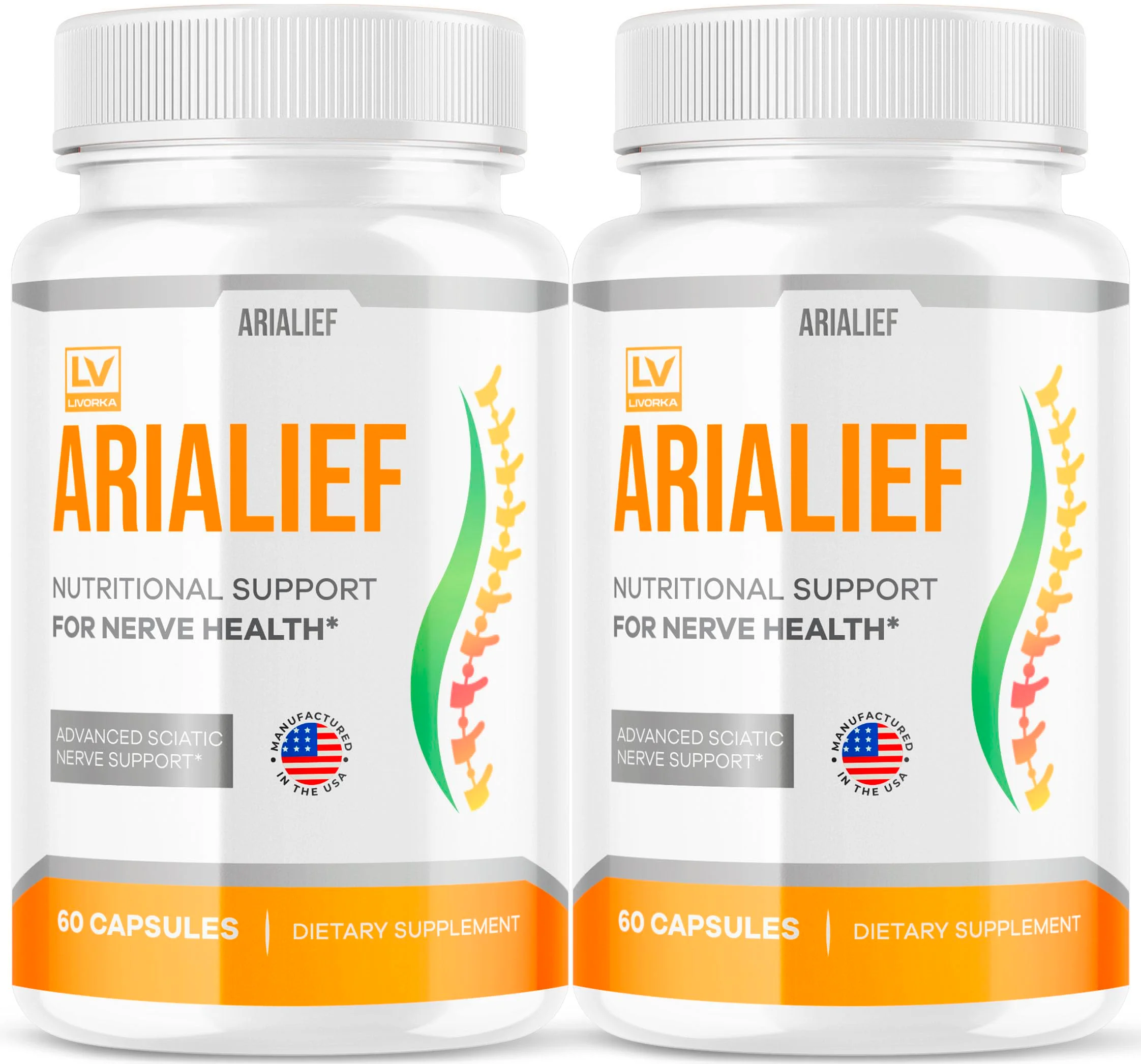 (2 Pack) Arialief Capsules for Sciatica, Arialeaf Nutritional Support for Nerve Health, Arialeaf Prime Palm Sciatica, Aria Leaf Primepalm Aria LIEF Vitamin, 2 Months