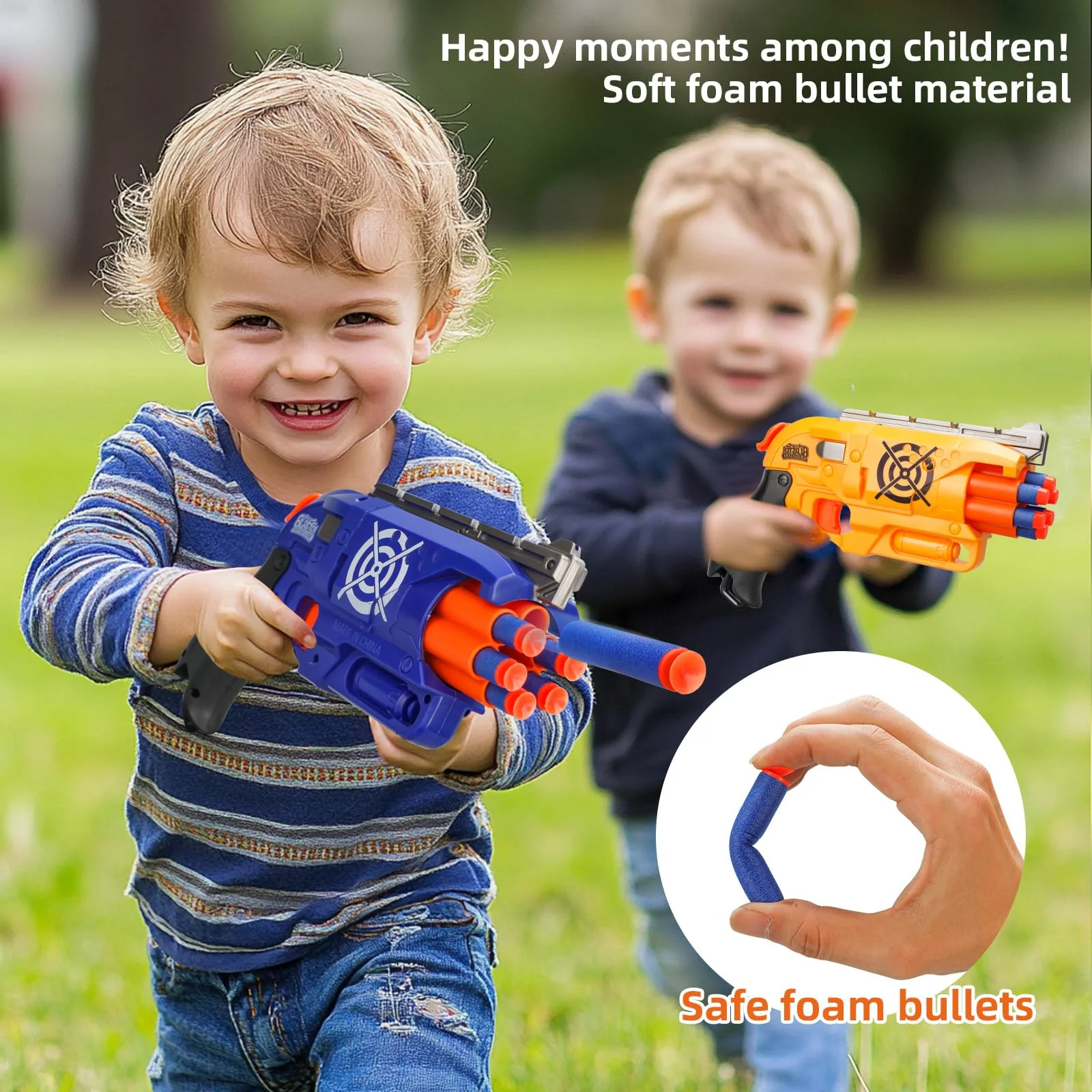 2 Pack Blaster Guns Boys Toy for 3+ Year Old Kids, 80 Soft Foam Darts Bullets, 2 Targets & 2 Wrist Strap, Gun Toys Gifts for Ages 8-12,Christmas Stocking Stuffers Party Supplies for Toddler Orange - Image 3