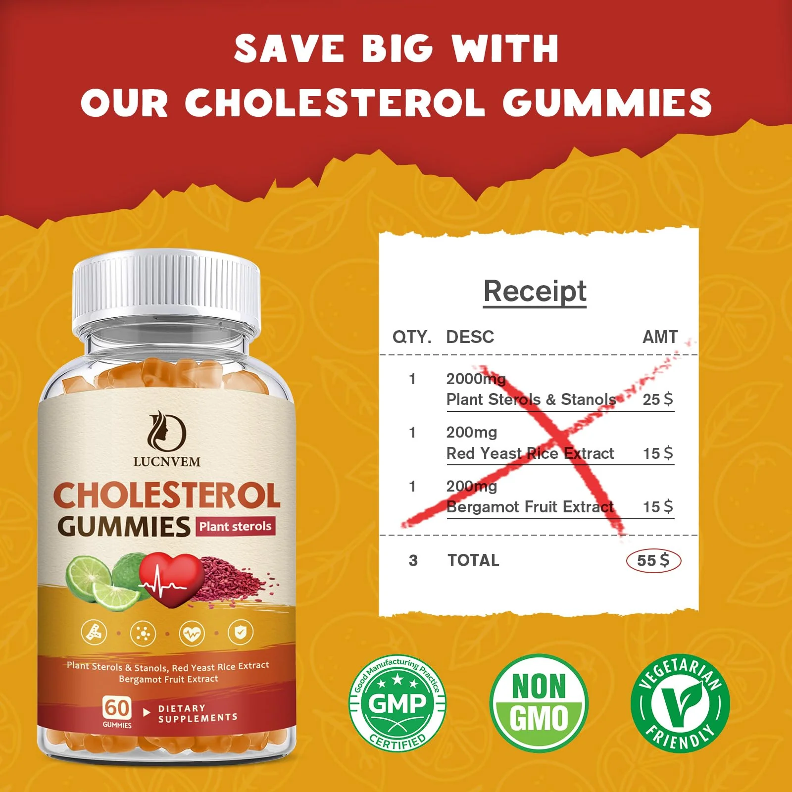 (2 Pack) Cholesterol Supplements Gummies for Cholesterol Healthy, Plant Sterols & Stanols, Red Yeast Rice, Citrus Bergamot Complex for Cholesterol, Maintain Healthy Cholesterol Levels - 60 Day Supply - Image 4