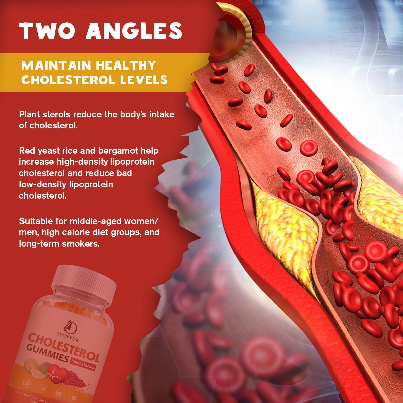 (2 Pack) Cholesterol Supplements Gummies for Cholesterol Healthy, Plant Sterols & Stanols, Red Yeast Rice, Citrus Bergamot Complex for Cholesterol, Maintain Healthy Cholesterol Levels - 60 Day Supply - Image 6
