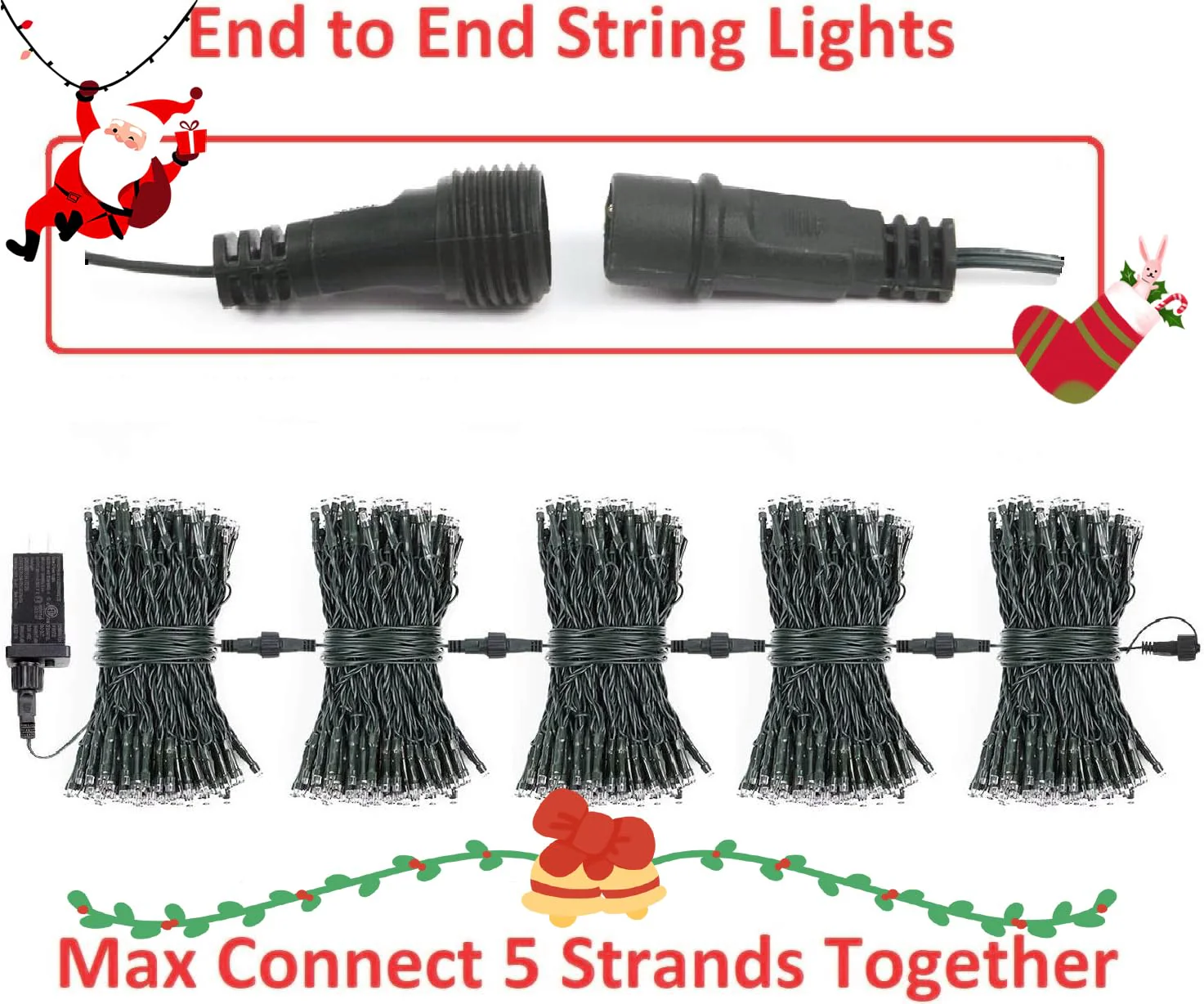 2-Pack Connectable 164FT 400LED Christmas Lights Outdoor Waterproof, Christmas String Lights with 8 Modes, Twinkle Lights Green Wire for Holiday Party Christmas Decorations Outdoor Indoor, Warm White - Image 5