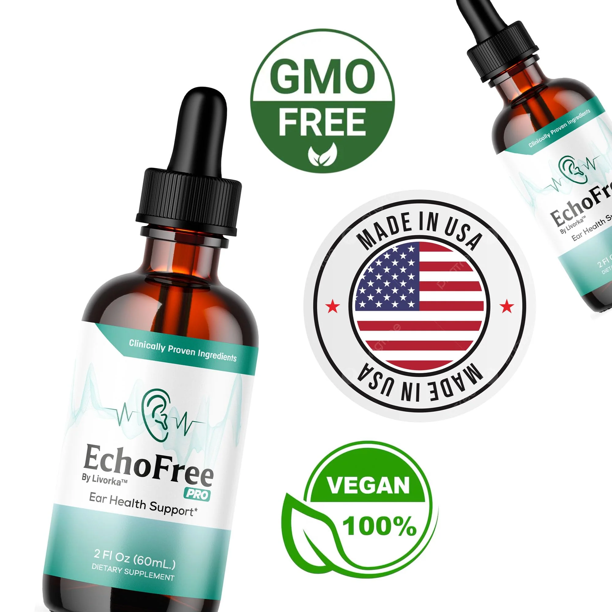(2 Pack) Echo Free Drops - Natural Support, EchoFree Pro Ear Health Support Supplement Liquid Drops, Echofree Pro Healthy Ear Vitamin Premium, EchoFree Advanced Formula Reviews, 2 Bottles for 2 Months - Image 5
