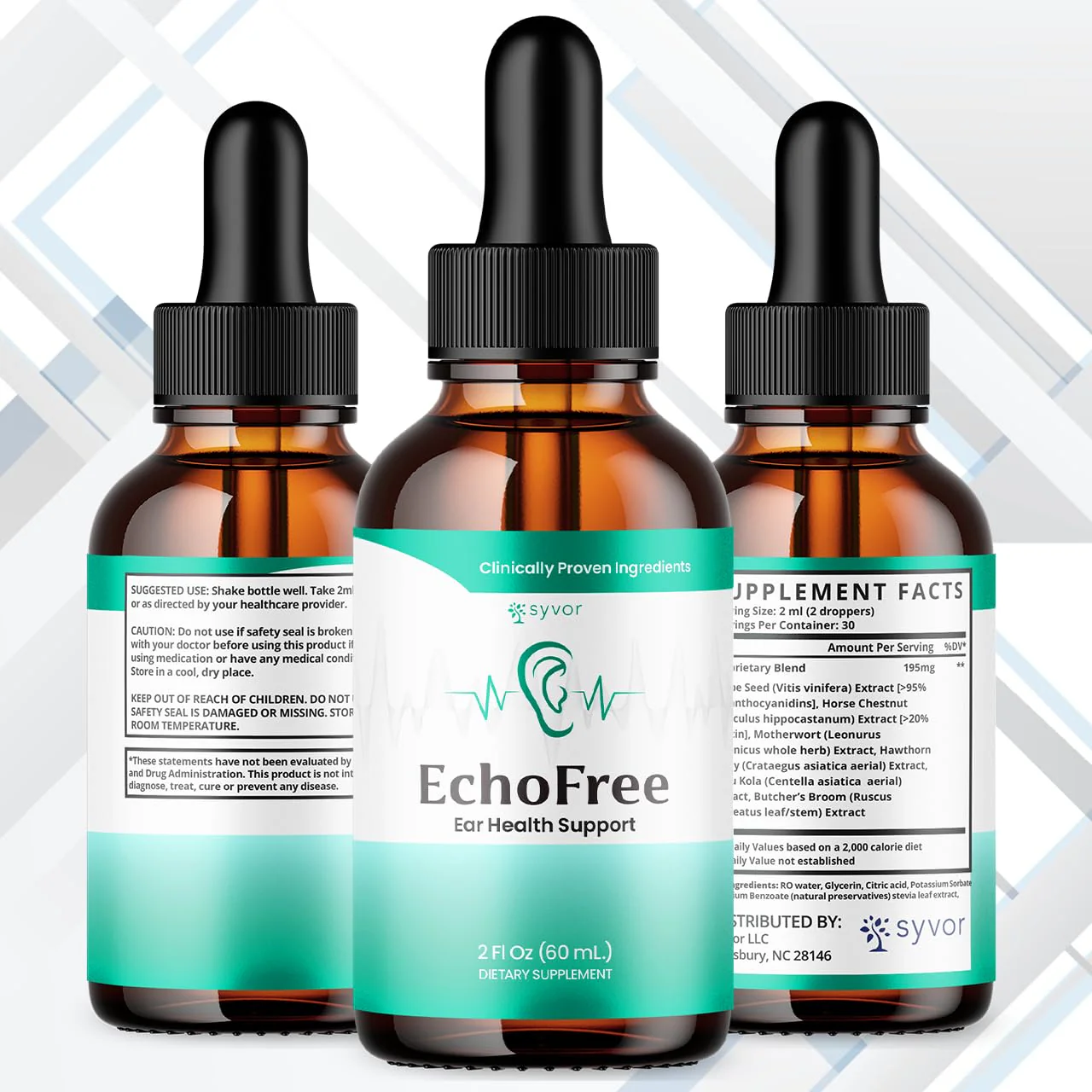 (2 Pack) Echo Free Drops, Official Echofree Ear Health Support Liquid Supplement with All Natural Proven Ingedinets, Echo Free Max Strength Plant Based Hearing Support for Ringing Ears (60 Servings) - Image 4