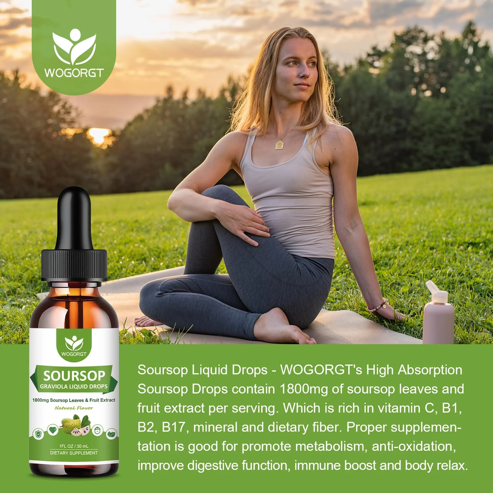 (2 Pack) Soursop Graviola Liquid Drops - 1800mg Soursop Extract - High Absorption Sour sop Bitters Liquid for Cell Support & Regeneration, Immune Support, Antioxidant, Relaxation, Sugar Free - 1 Fl Oz - Image 5