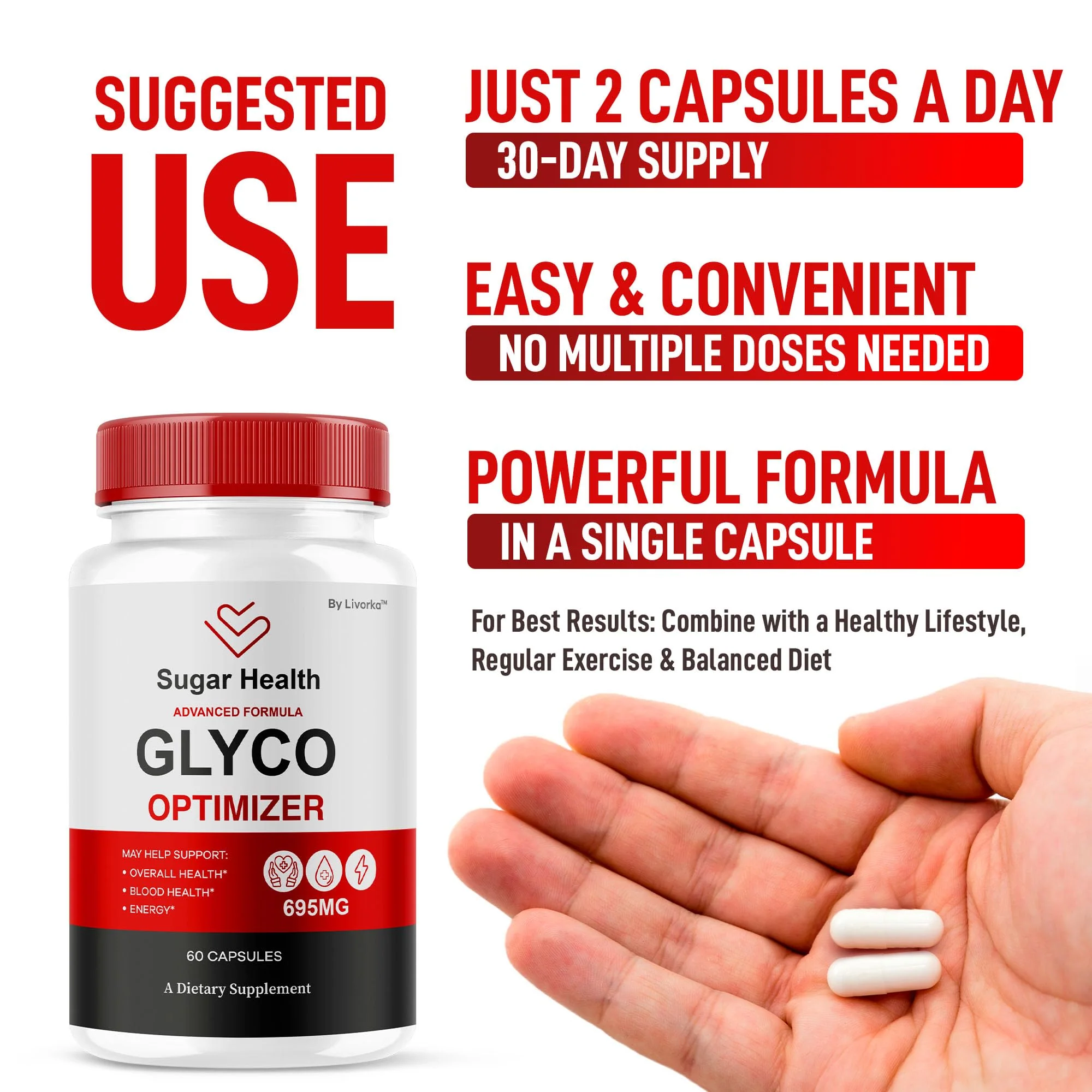 (2 Pack) SugarHealth Glyco Optimizer - Official SugarHealthy Premium Supplement Pills, All Natural SugarHealth Advanced Formula Glyco Support Wellness & Overal Health Review, 120 Capsules For 2 Months - Image 6