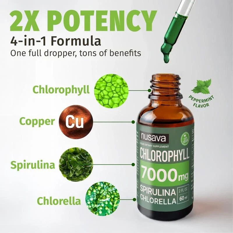 (2-Pack) Vegan Liquid Chlorophyll Drops 7000mg – Natural Supplement for Immune Support, Energy, Digestion, Detox & Skin Health, Mint Flavor - Image 7