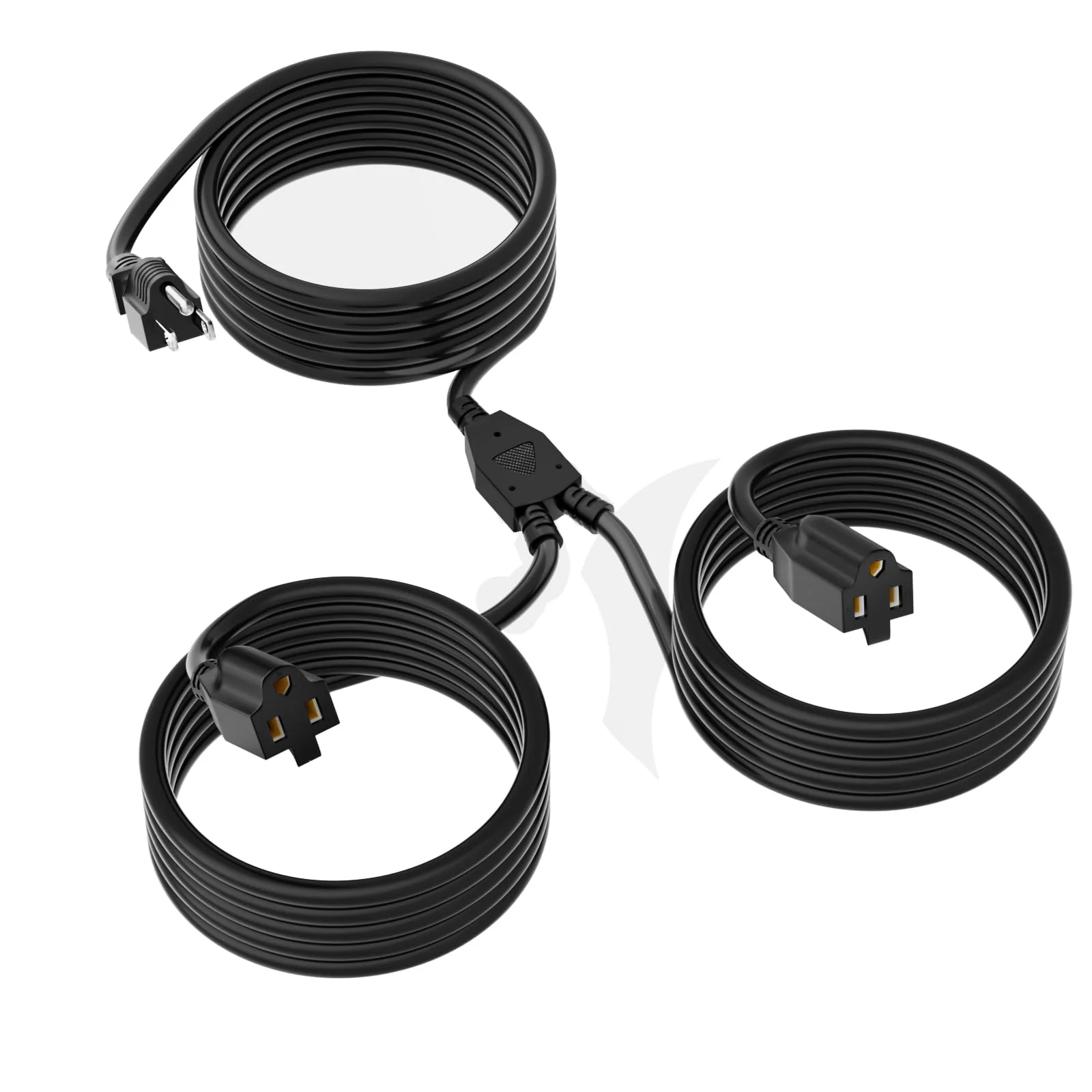 2 Way Power Extension Cord Splitter 20 Ft Total (8+6+6)-3 Prong 1 to 2 Extension Cord Cable Y Splitter-Outlet Adatper-SJTW Outdoor for Halloween Christmas Lighting Landscaping-16AWG 13A 125V-UL-1T2