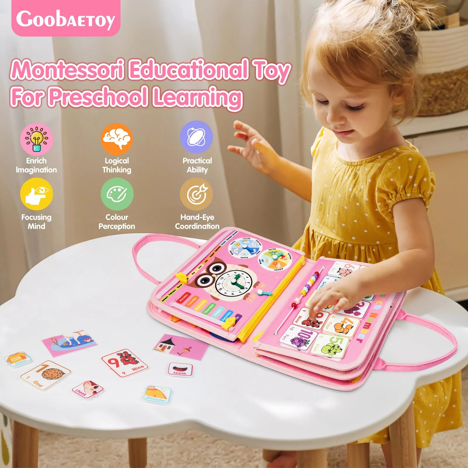 2 Year Old Girl Christmas Birthday Gift - Montessori Busy Board Book for Toddler Girls (Age 1-3), Sensory Learning Activity Toys, Road & Airplane Travel Toys - Image 2