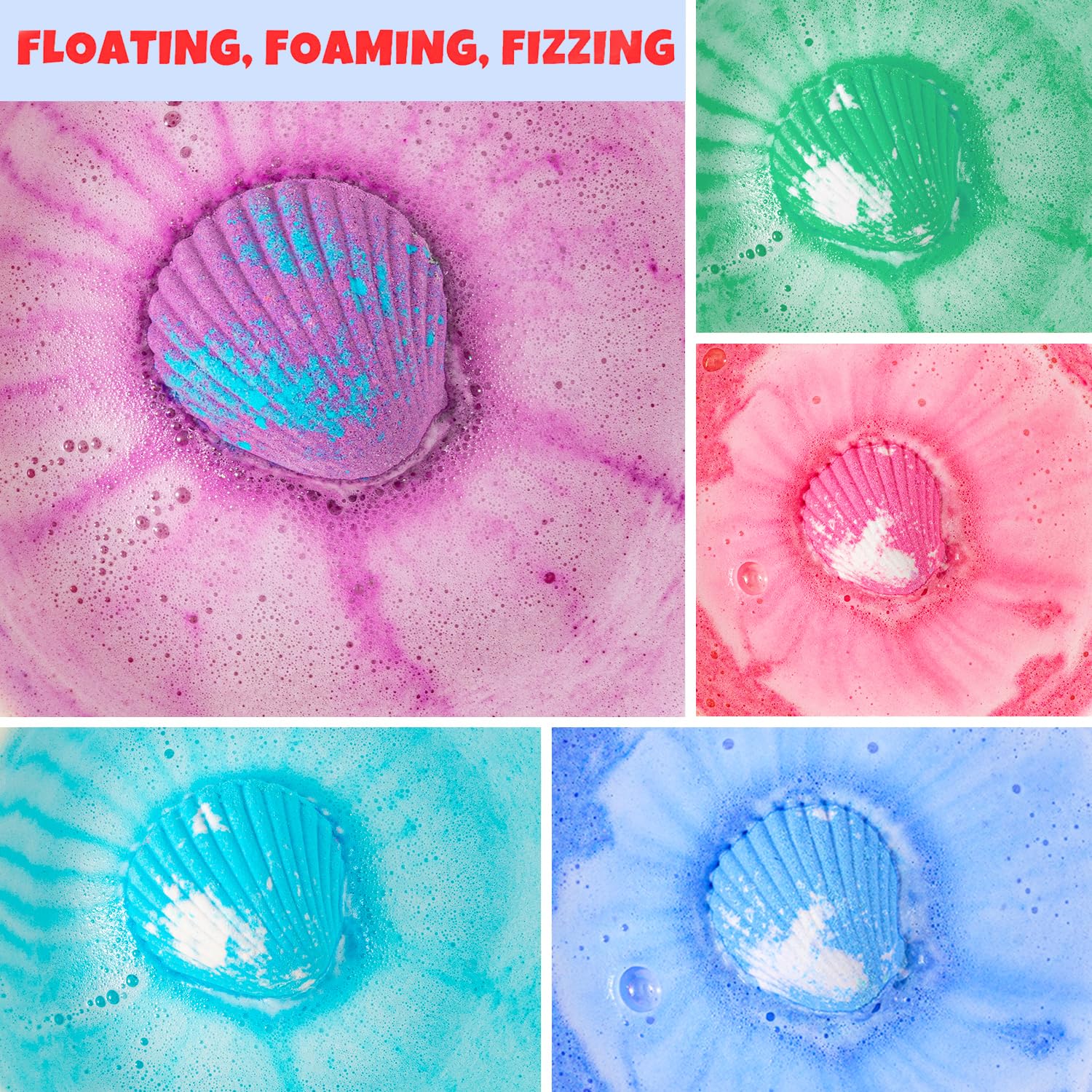 20 Pack Mermaid Bath Bombs for Girls Kids with Surprise Inside Mermaid Gifts for Girls Birthday Gifts Easter Christmas Princess Jewelry Natural Organic Bubble Shell Bath Bomb Set - Image 4