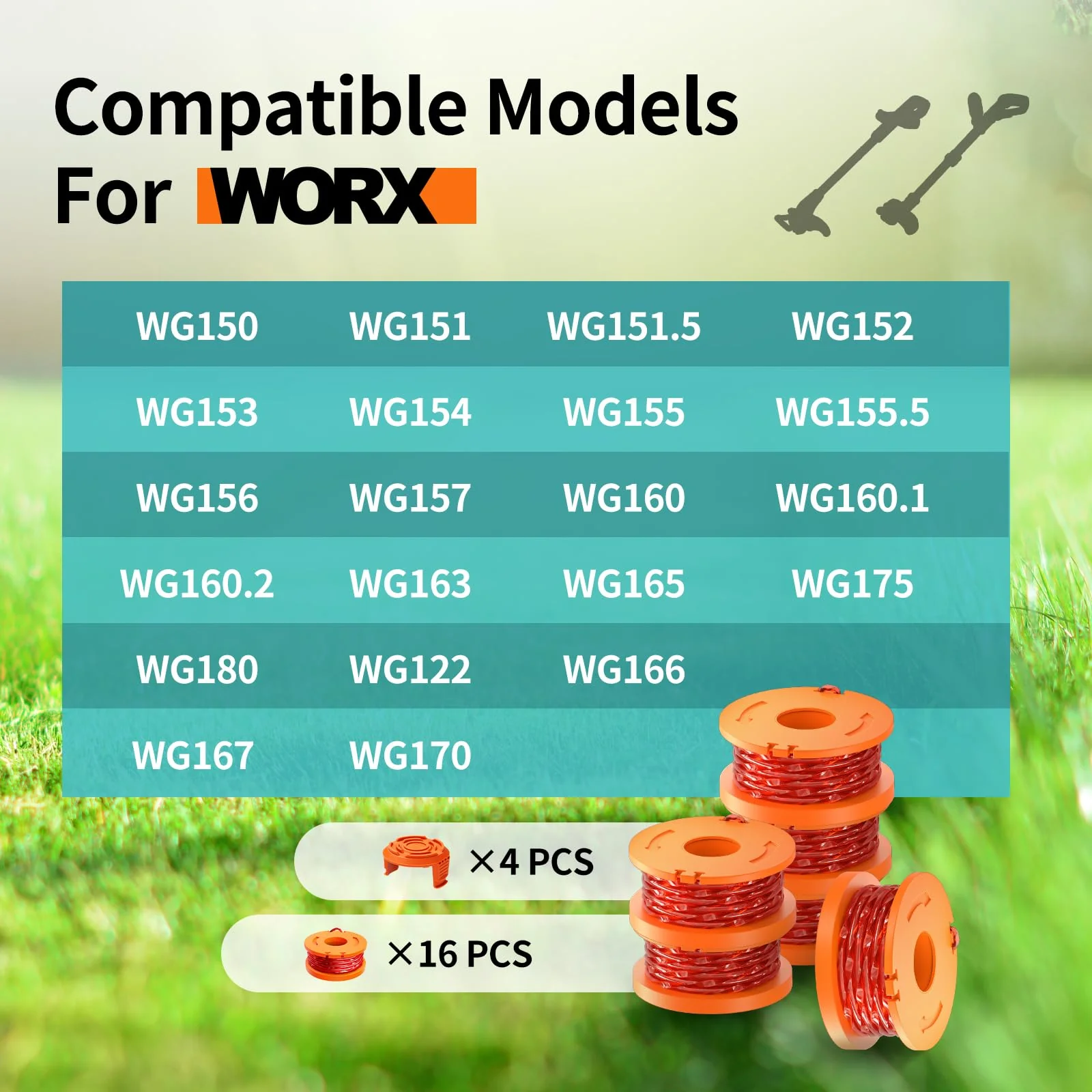20 Pack Trimmer Spool Line for Worx,(WA0010)Replacement Trimmer Spool Line for Worx,Trimmer Line Refills 0.065 inch for Worx,Suitable for Worx String Trimmers(16 Pack Grass Trimmer Line,4 Trimmer Cap) - Image 4
