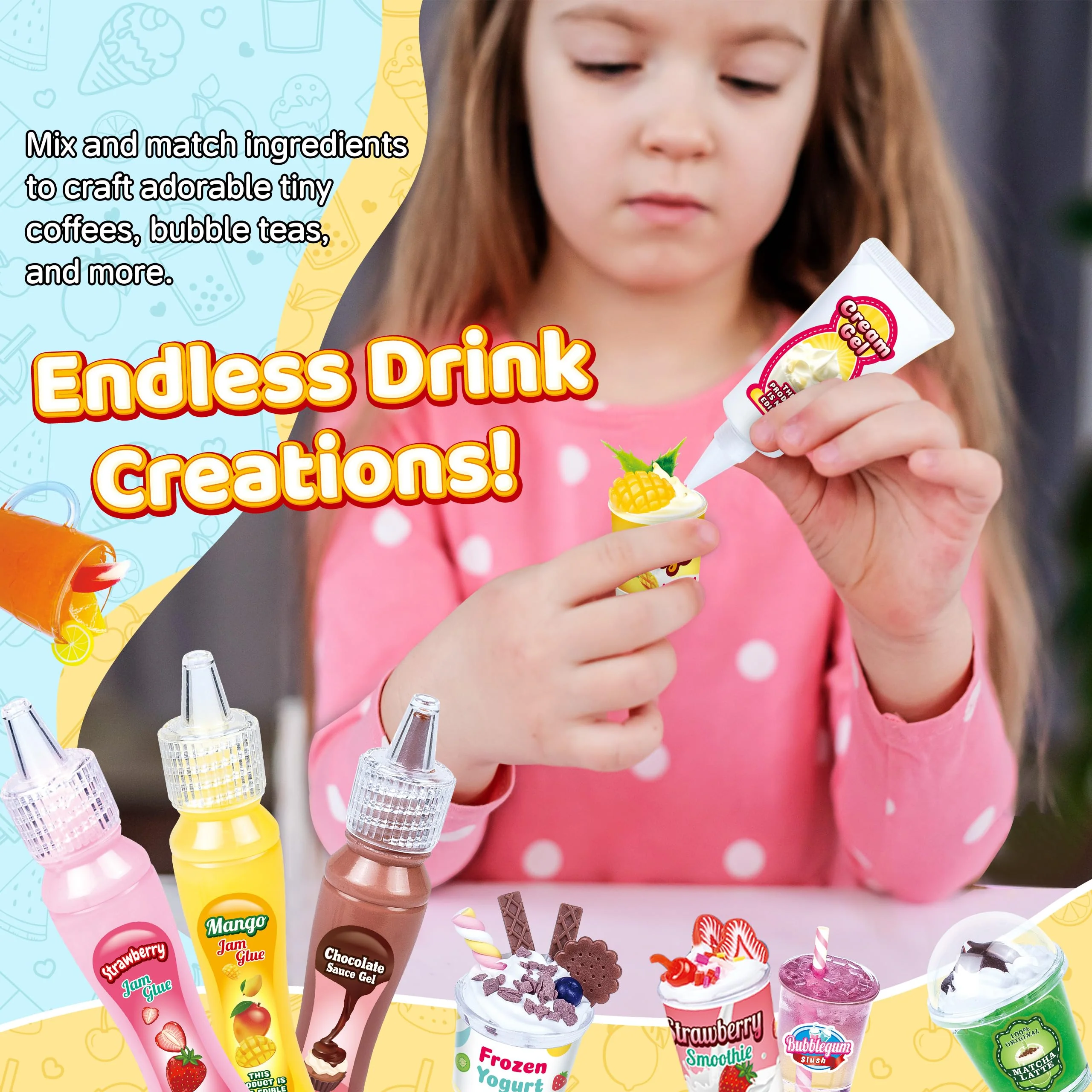 20 PCS Miniature Drink Marker Kit, Miniature Food Toys, Kitchen Pretend Food DIY Crafts Kits for Kids Ages 8-12, Girls Gift for Christmas, Birthday, Collectors, Resin Play, NOT Edible - Image 5