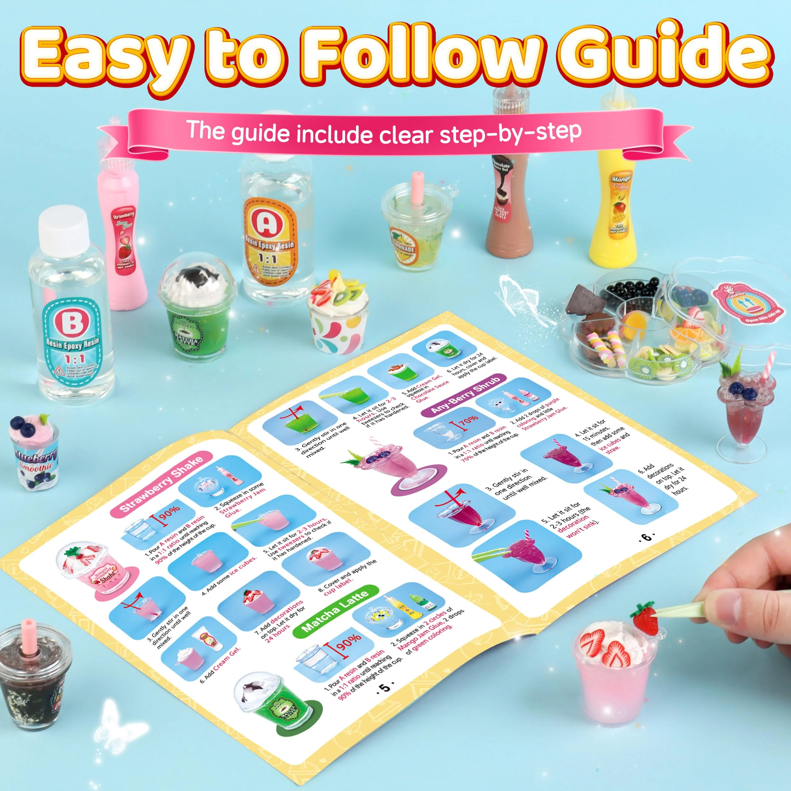 20 PCS Miniature Drink Marker Kit, Miniature Food Toys, Kitchen Pretend Food DIY Crafts Kits for Kids Ages 8-12, Girls Gift for Christmas, Birthday, Collectors, Resin Play, NOT Edible - Image 8