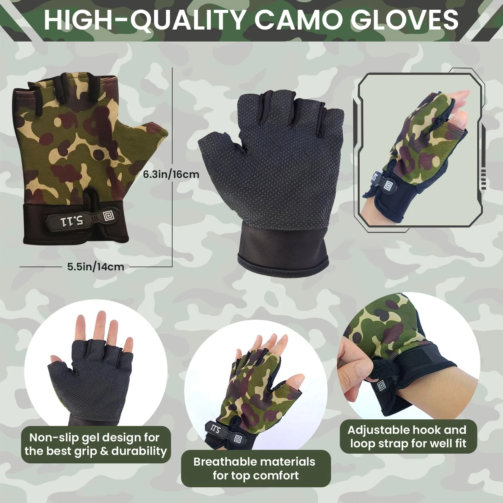 20 Piece Army Costume for Kids, Soldier Military Dress up for Boys 3-10, Kids Army Gear Role Play, Halloween Costume Camouflage Set with Vest, Camo Gloves, Helmet, Halloween Christmas Gift for Kids - Image 8