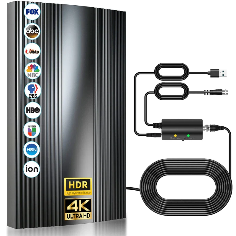 2024Upgraded TV Antenna Up 880+ Miles, Antenna Tv Digital HD Indoor Outdoor Digital Antenna for All TV Support 4K 1080P HD Powerful TV Antenna with Amplifier Signal Booster & Thick Coaxial Cable