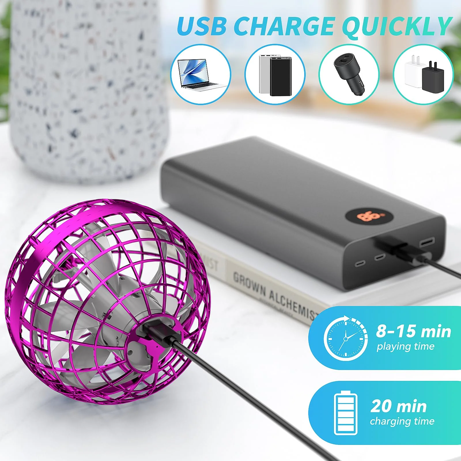 2025 AI Flying Orb Ball Toys, Hand Controlled Boomerang Hover Ball, Mini Drone Cosmic Globe Fidget Spinning Kids Adults Outdoor Fly Toy Christmas Birthday Gift for Boys Girls 6 7 8 9 10+ Year Old - Image 4