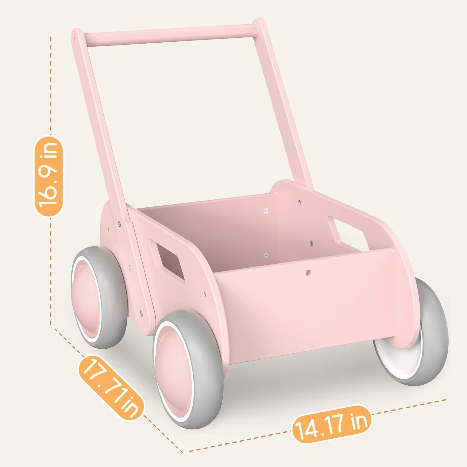 2025 HOMEKOL Wooden Baby Walker,Baby Push Walker, Adjustable Speed Baby Walker for Boys and Girls, Baby Activity Center, Gift for Birthday, Christmas and New Year Nature Pink - Image 5