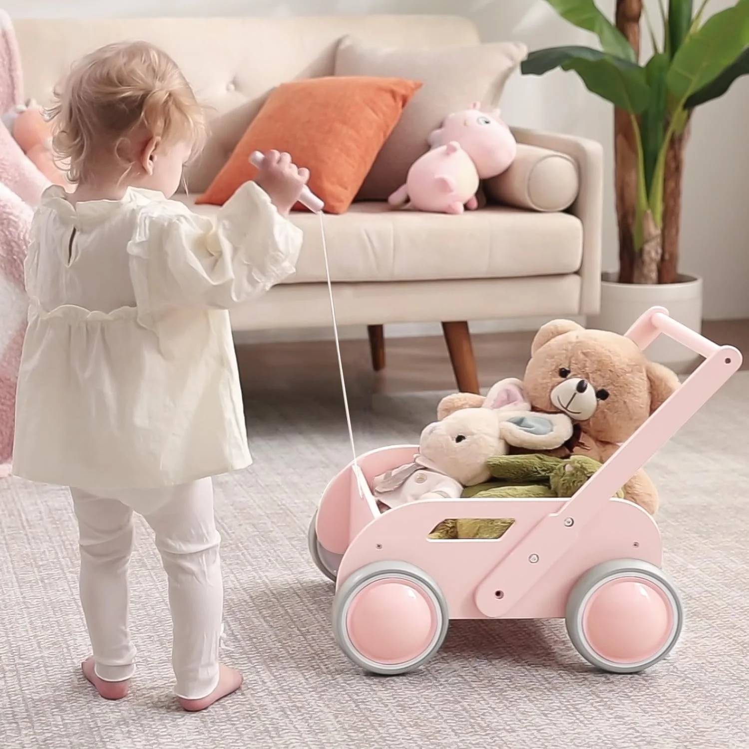 2025 HOMEKOL Wooden Baby Walker,Baby Push Walker, Adjustable Speed Baby Walker for Boys and Girls, Baby Activity Center, Gift for Birthday, Christmas and New Year Nature Pink - Image 6