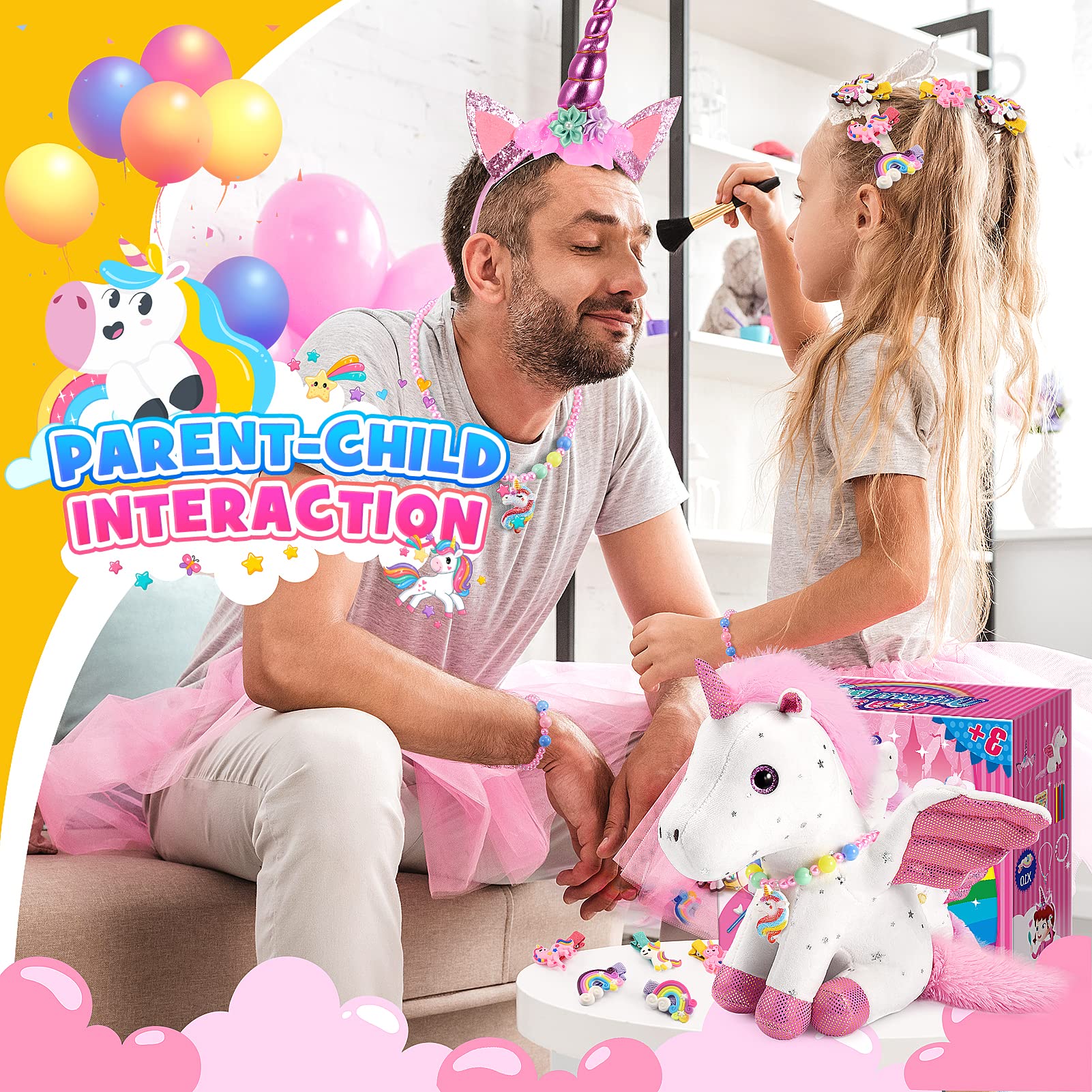 21-Piece Unicorn Gift Set for Girls Ages 3-8 | Soft Plush Stuffed Animals & Dress-Up Accessories Bundle | Idea Birthday Gifts, Christmas Presents, Party Favor for Kids Toddler Girls - Image 6