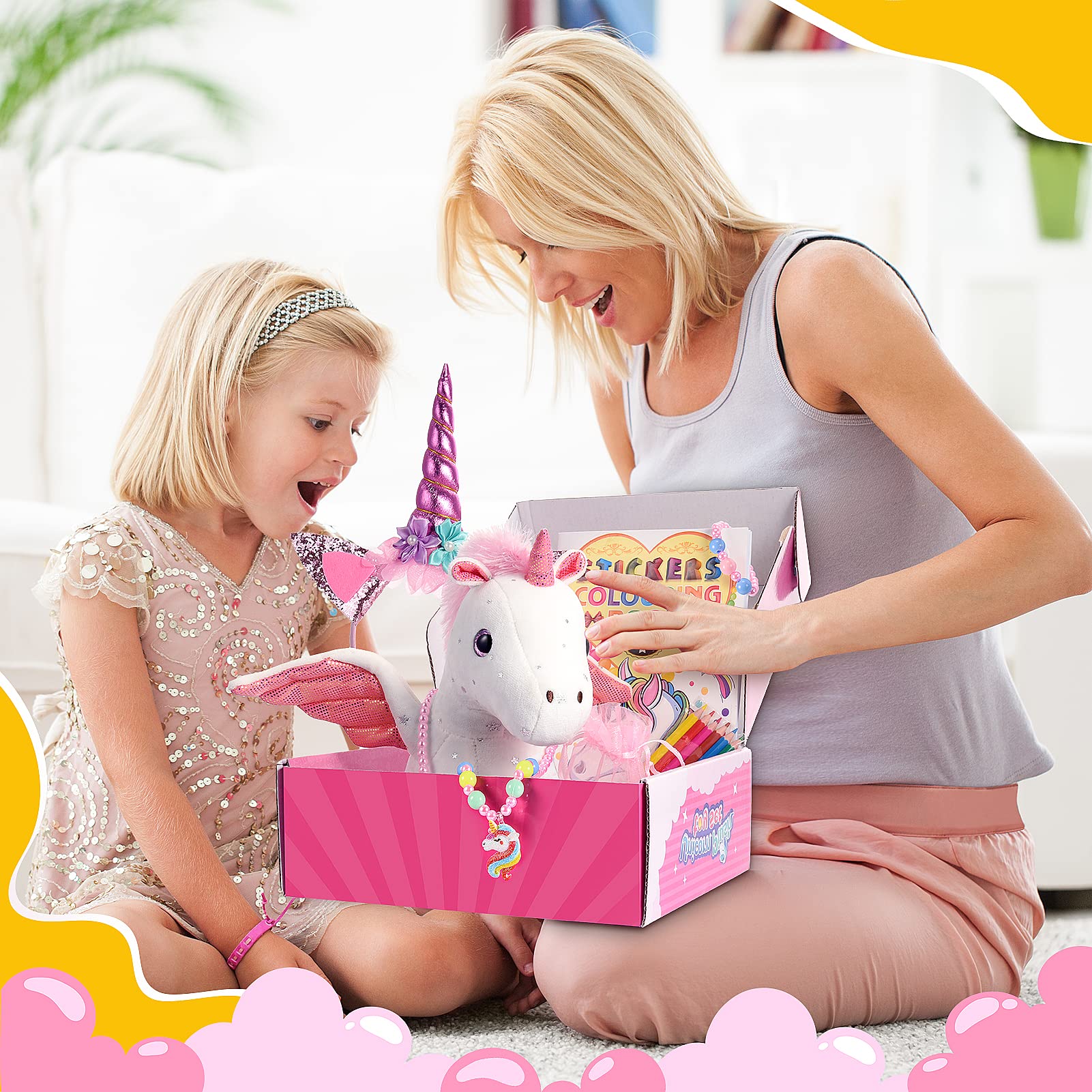 21-Piece Unicorn Gift Set for Girls Ages 3-8 | Soft Plush Stuffed Animals & Dress-Up Accessories Bundle | Idea Birthday Gifts, Christmas Presents, Party Favor for Kids Toddler Girls - Image 8