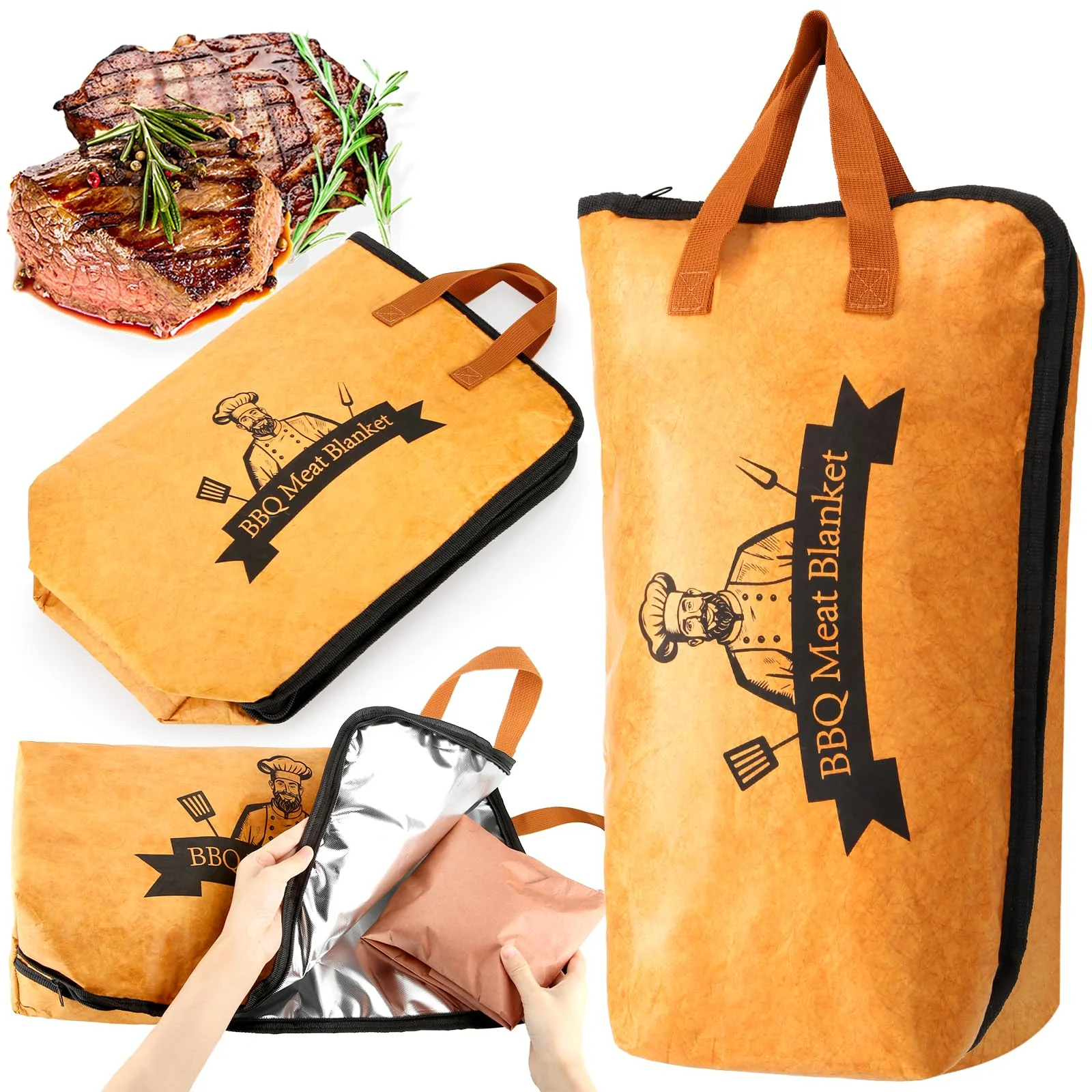 21in BBQ Blanket for Resting Meat- Smoking Meat Insulated Bag for Brisket/Beef/Pork Shoulder/Turkey- Christmas Stocking Stuffers Birthday Anniversary Retirement Smoker Accessories Gift for Men Him Dad