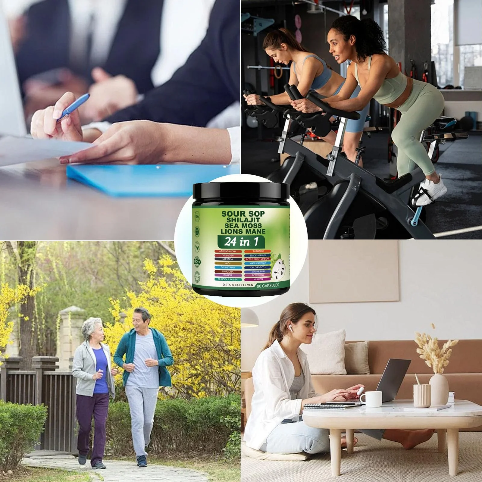 24 in 1 Soursop Capsules - Graviola Soursop Capsules with Shilajit, Sea Moss, Lions Mane, Turmeric, Ashwagandha, Vegan, Ginger & Manuka Honey and More, Non-GMO, 90capsules - Image 3