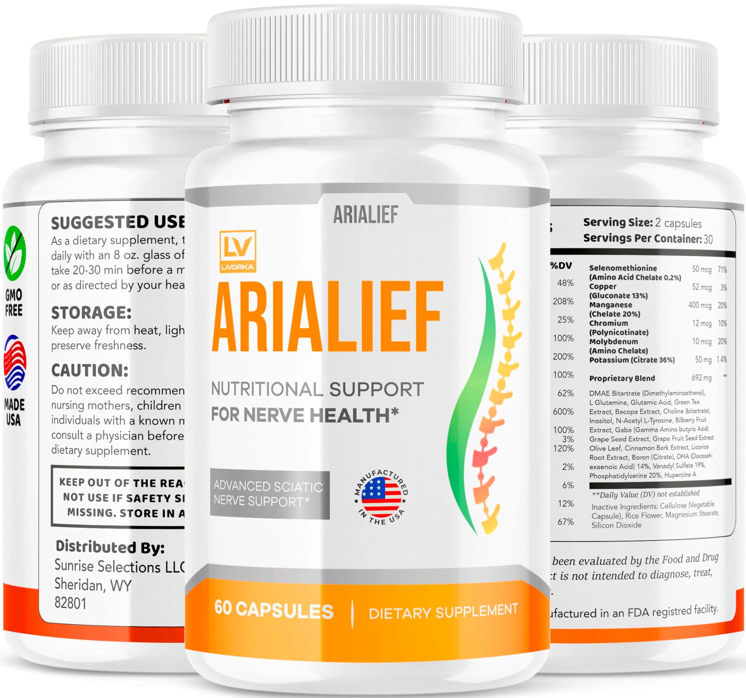 (3 Pack) Arialief Capsules for Sciatica, Arialeaf Nutritional Support for Nerve Health, Arialeaf Prime Palm Sciatica, Aria Leaf Primepalm Aria LIEF Vitamin, 3 Months - Image 2